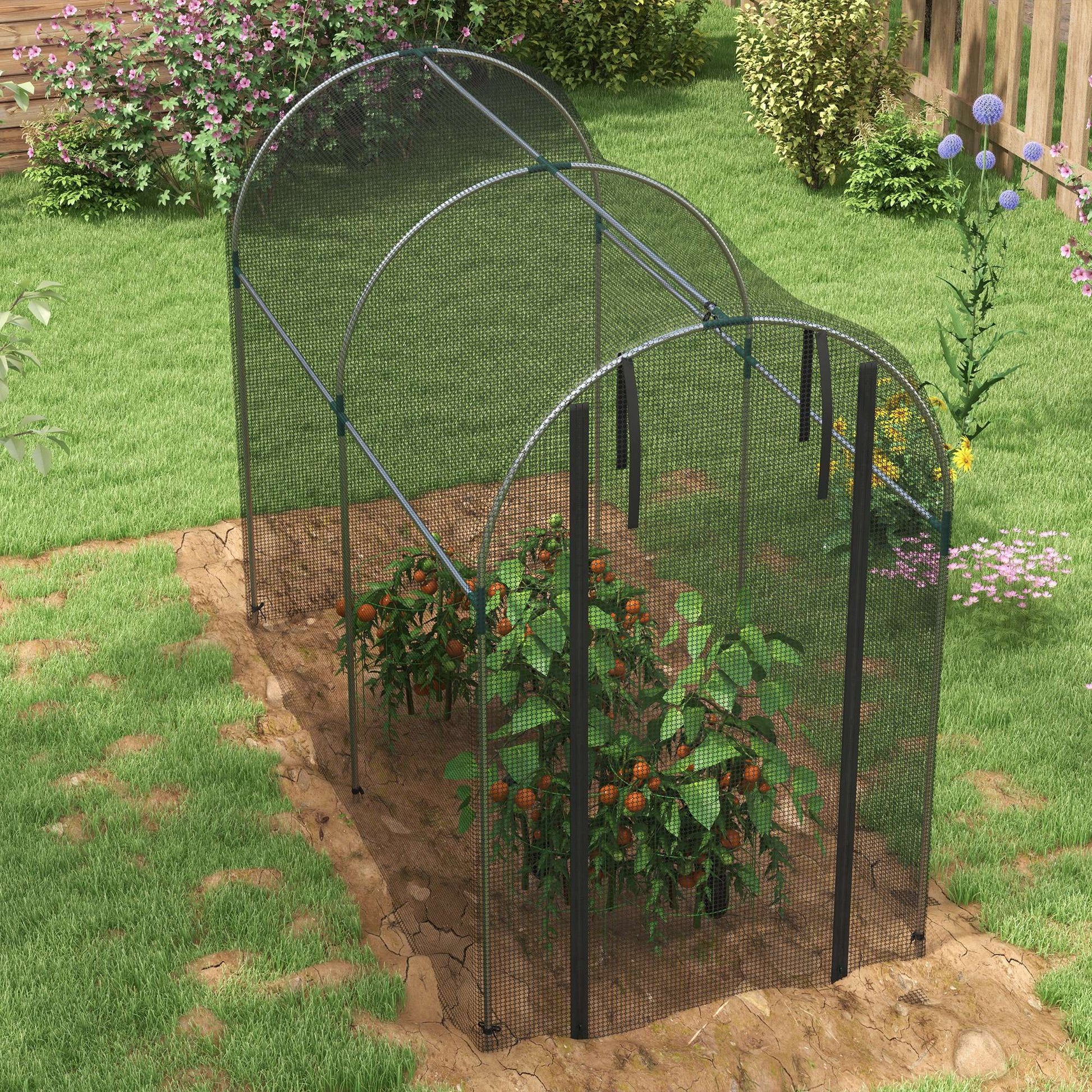 4' x 8' Crop Cage, Plant Protection Tent with Zippered Door and Galvanized Steel Frame, Fruit Cage Netting Cover for Garden, Yard, Lawn, Black