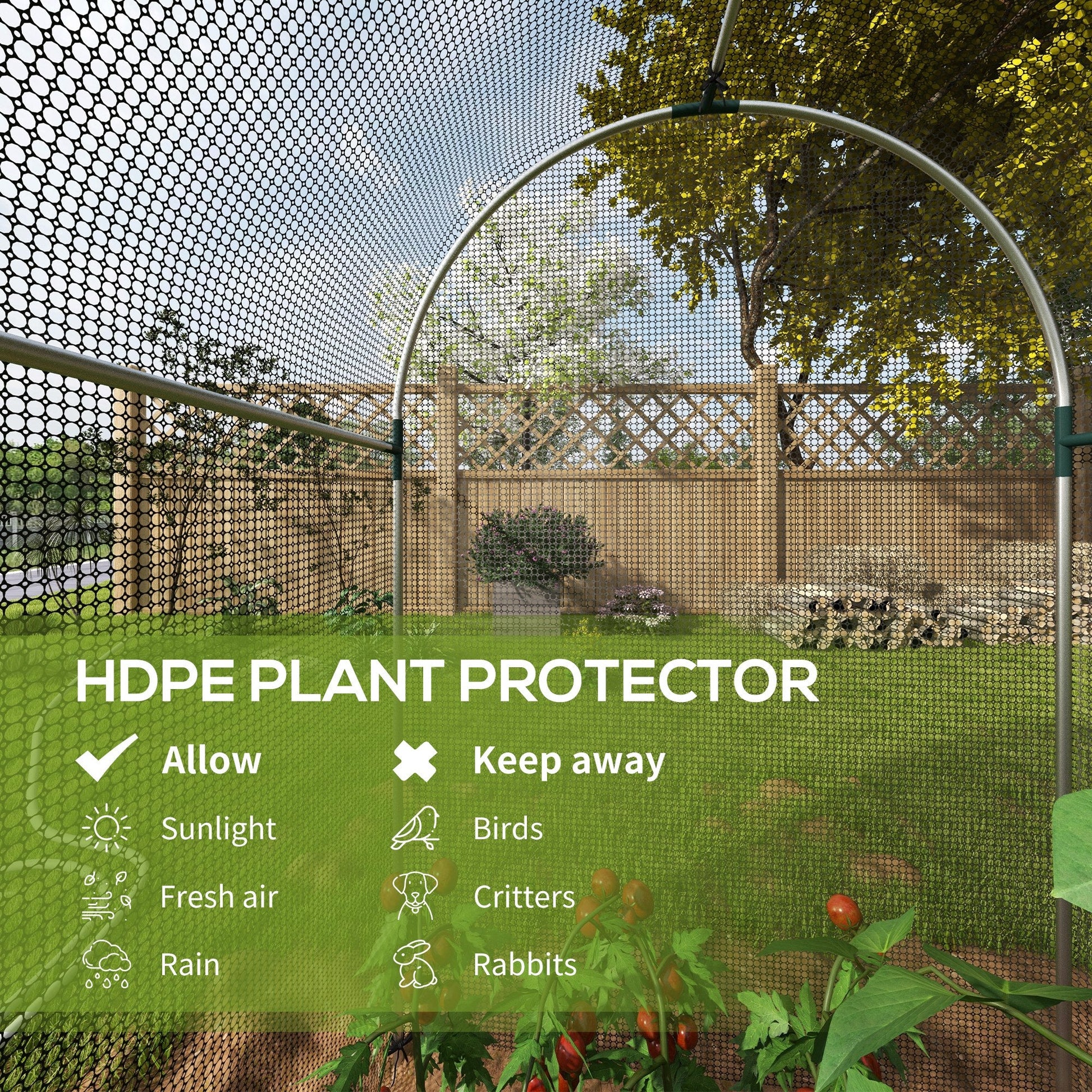 4' x 8' Crop Cage, Plant Protection Tent with Zippered Door and Galvanized Steel Frame, Fruit Cage Netting Cover for Garden, Yard, Lawn, Black