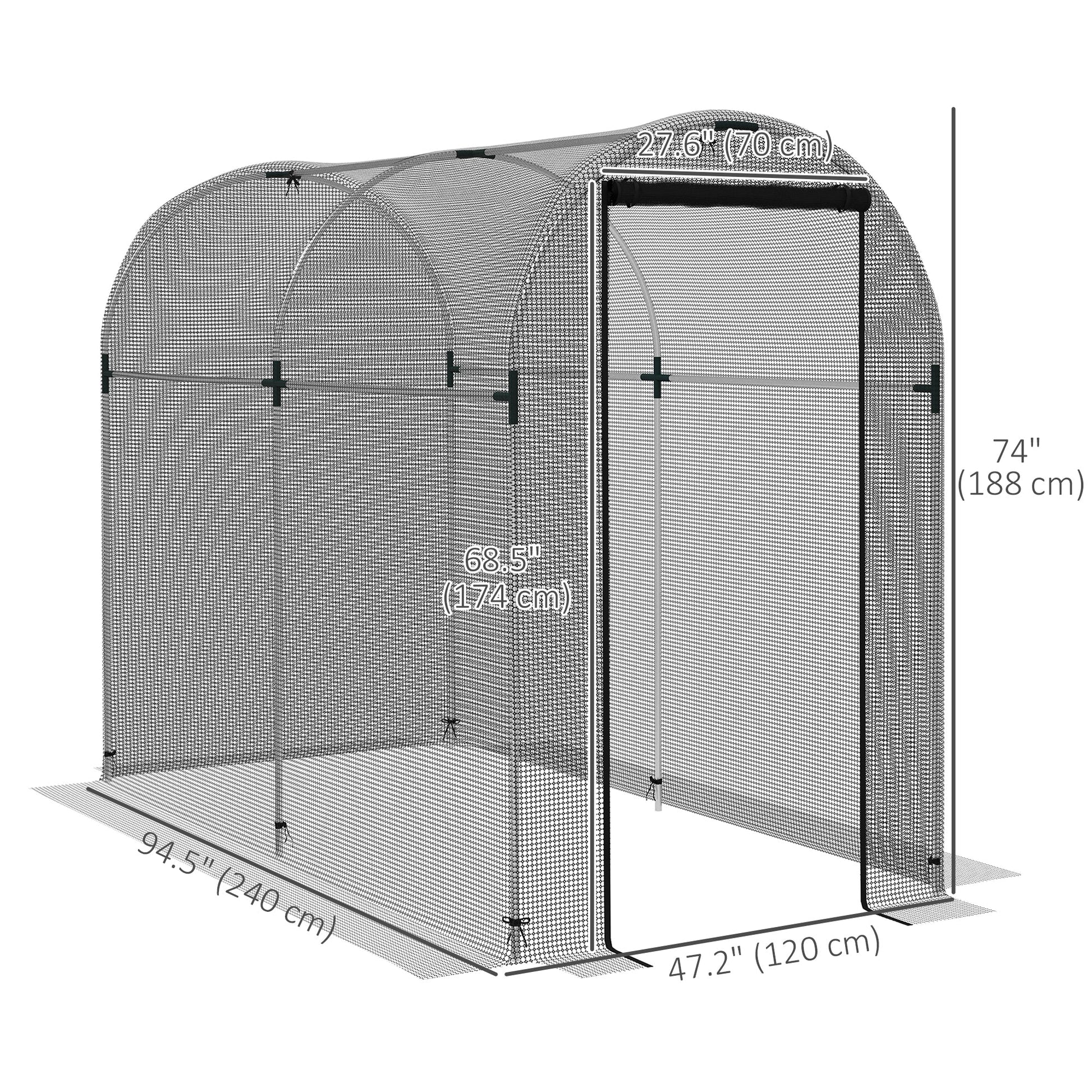 4' x 8' Crop Cage, Plant Protection Tent with Zippered Door and Galvanized Steel Frame, Fruit Cage Netting Cover for Garden, Yard, Lawn, Black