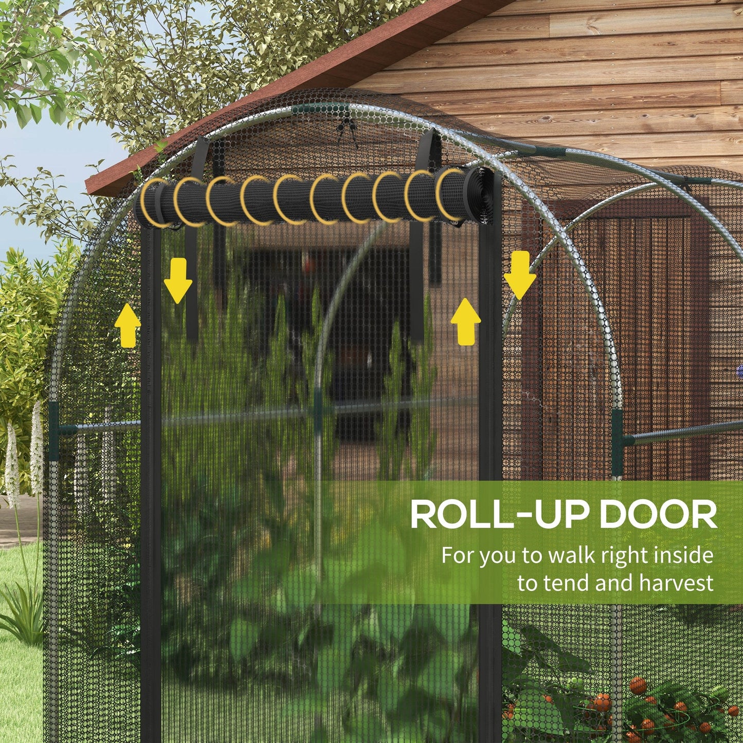 4' x 8' Crop Cage, Plant Protection Tent with Zippered Door and Galvanized Steel Frame, Fruit Cage Netting Cover for Garden, Yard, Lawn, Black