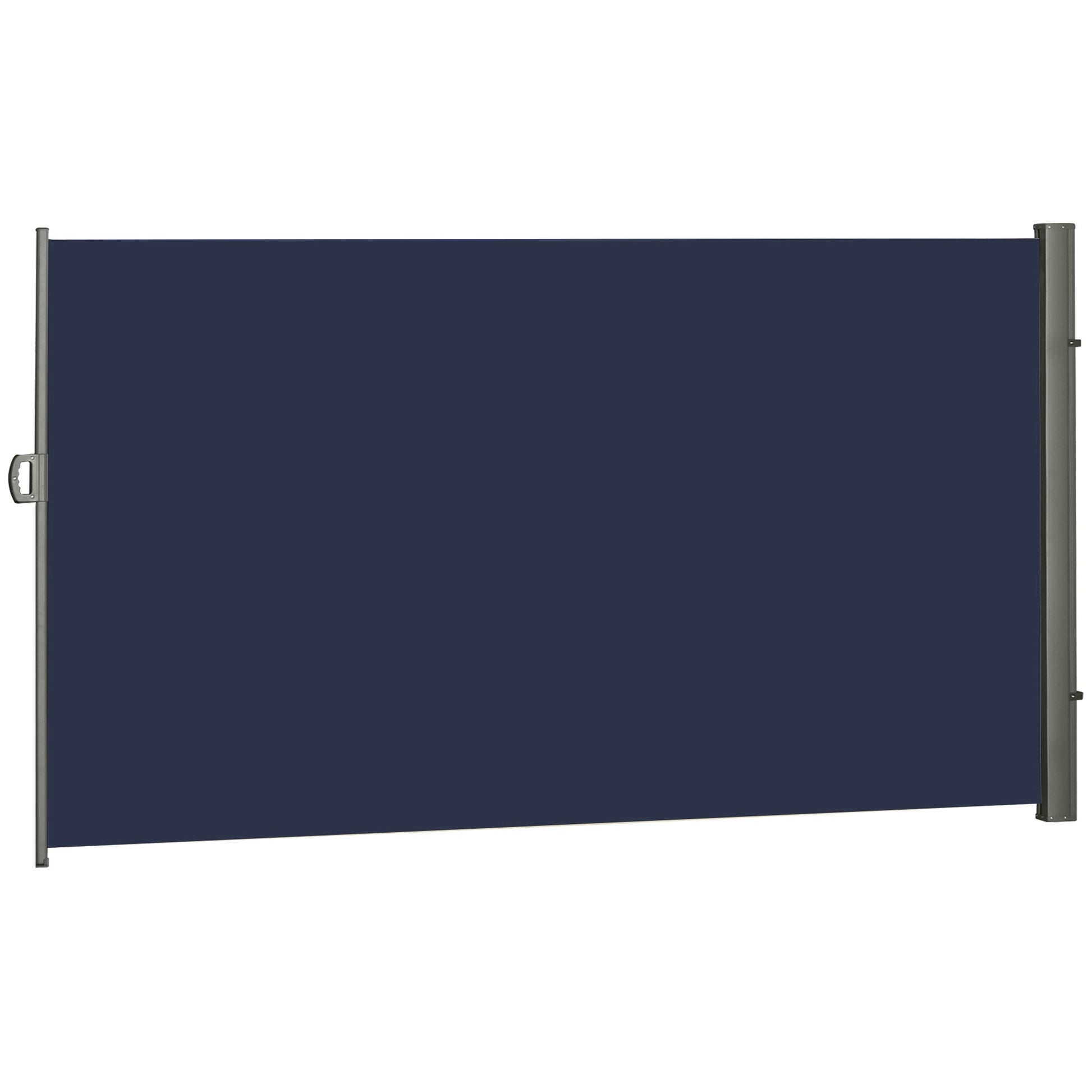 118" x 79" Retractable Side Awning Patio Outdoor Folding Privacy Screen with Resistance to UV Rays & Wind, Dark Blue