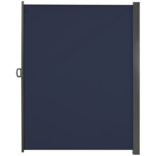 118" x 79" Retractable Side Awning Patio Outdoor Folding Privacy Screen with Resistance to UV Rays & Wind, Dark Blue