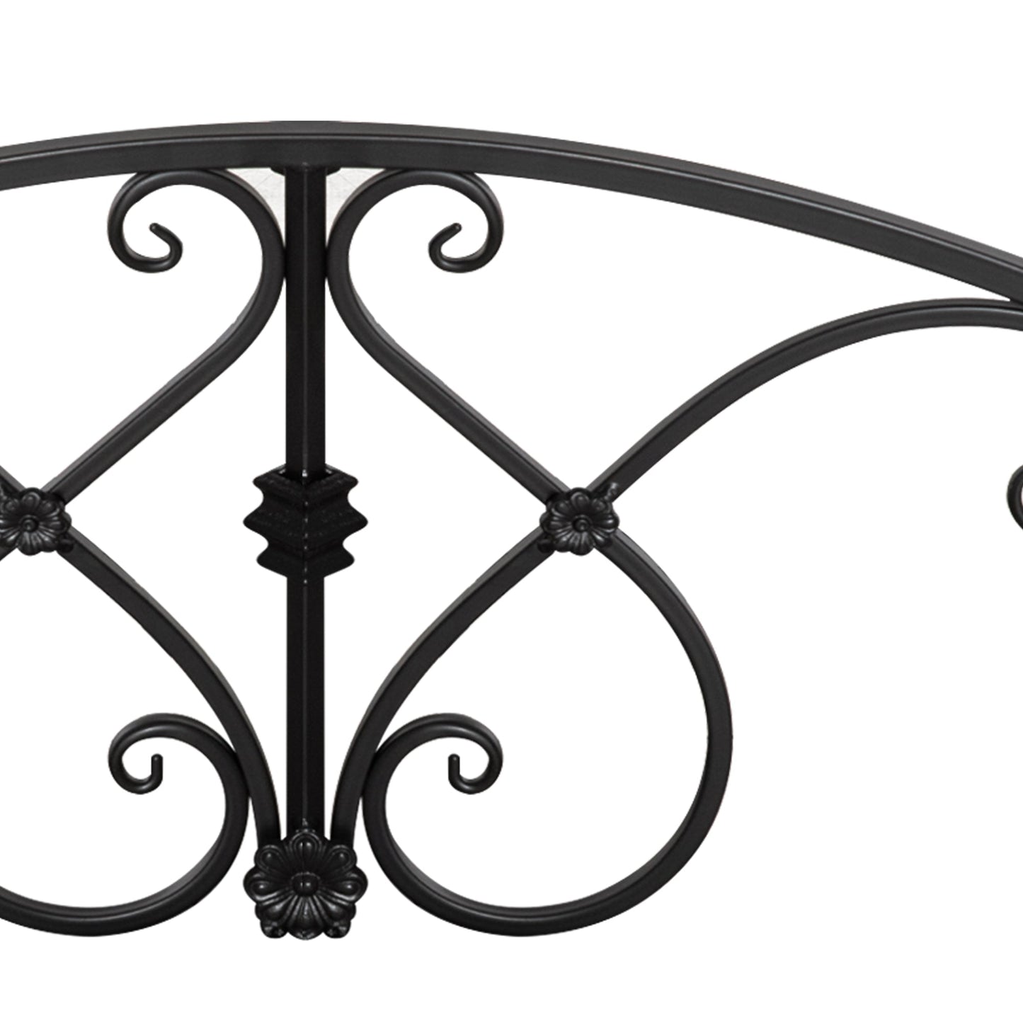 3.3FT Metal Arch Zen Garden Bridge with Safety Siderails, Decorative Footbridge, Delicate Floral Scrollwork for Stream, Fish Pond, Black