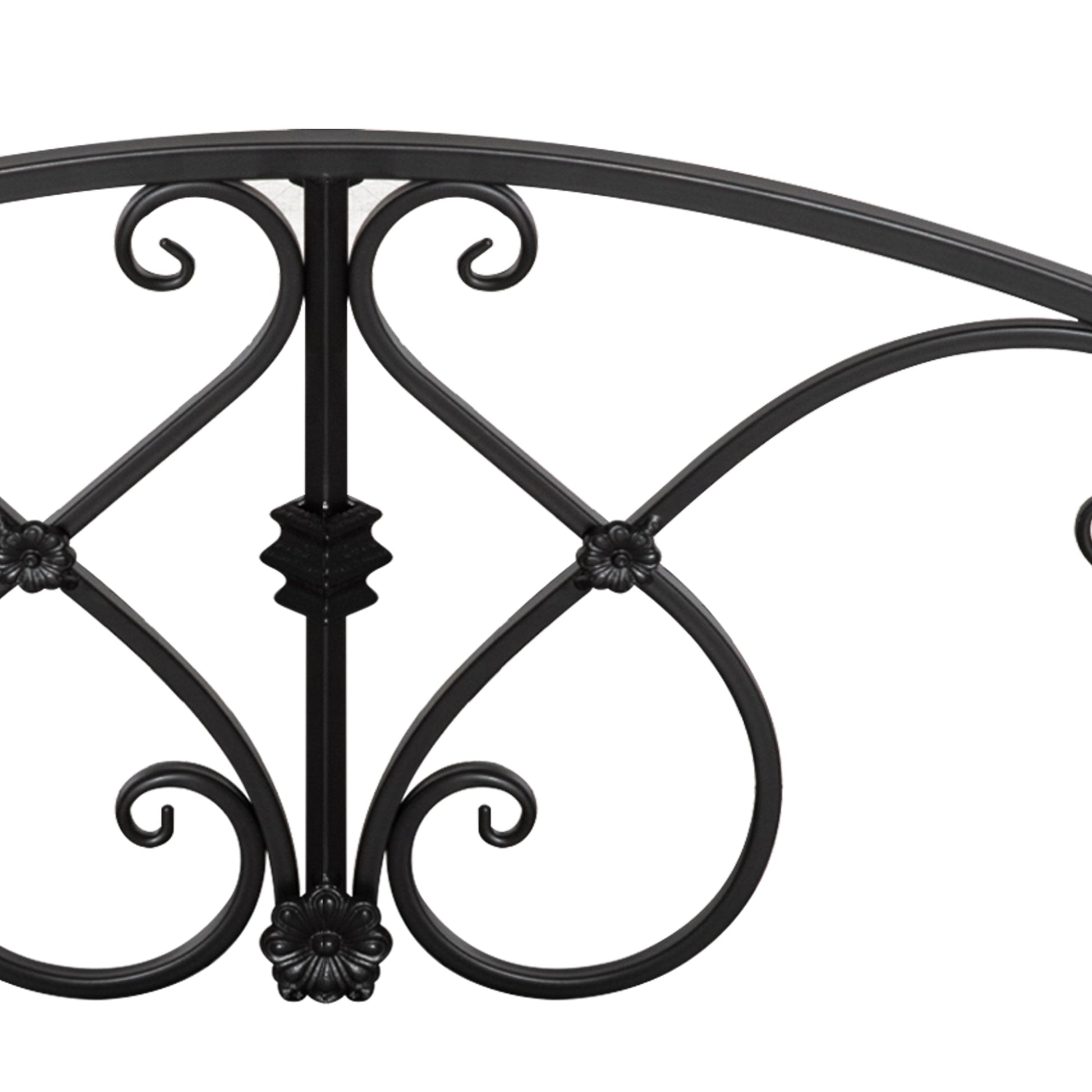 3.3FT Metal Arch Zen Garden Bridge with Safety Siderails, Decorative Footbridge, Delicate Floral Scrollwork for Stream, Fish Pond, Black