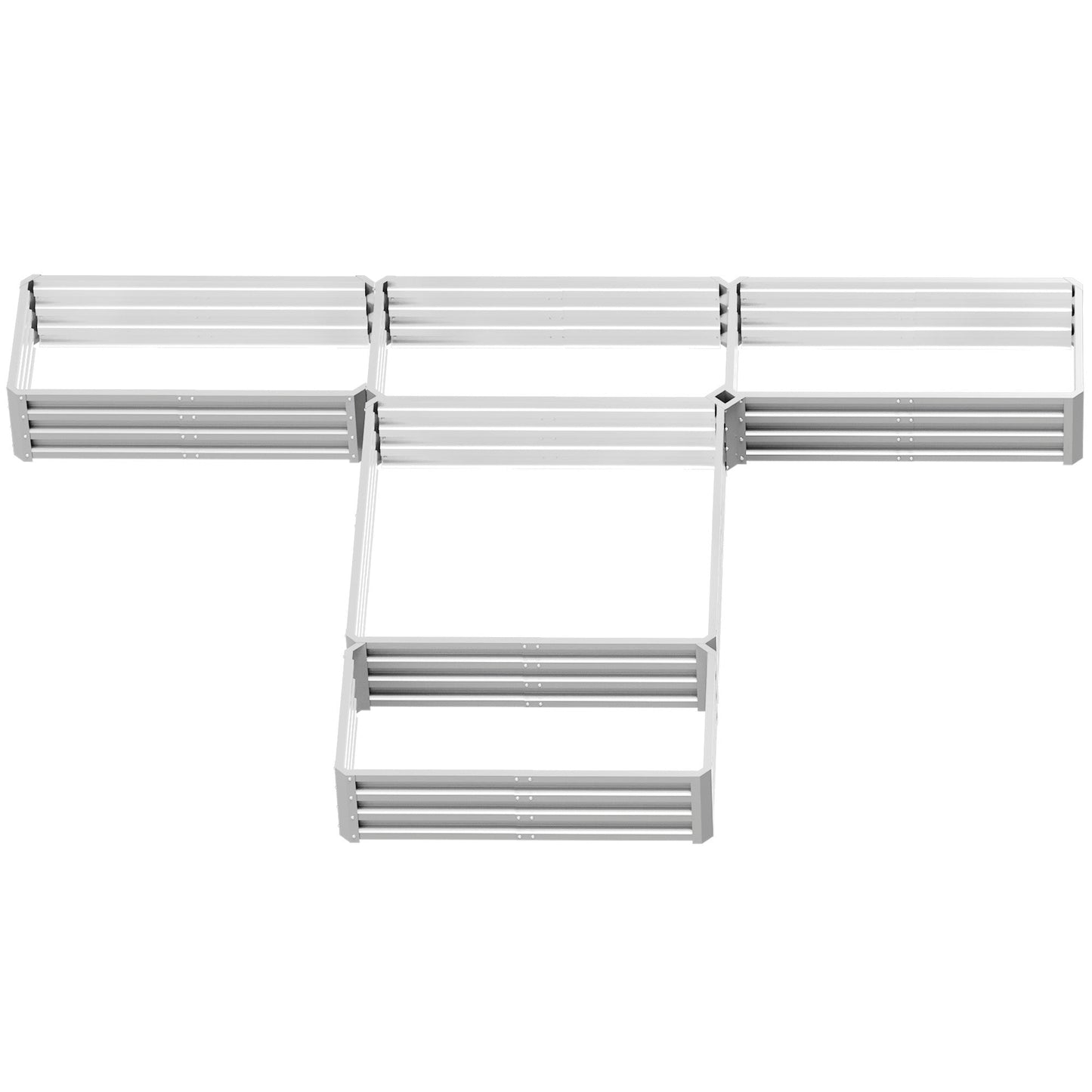 8 x 8ft DIY Raised Garden Bed, Set of 5 Large Steel Box Planters for Outdoor Plants, Vegetables, Flowers, Herbs, Easy Assembly, Silver