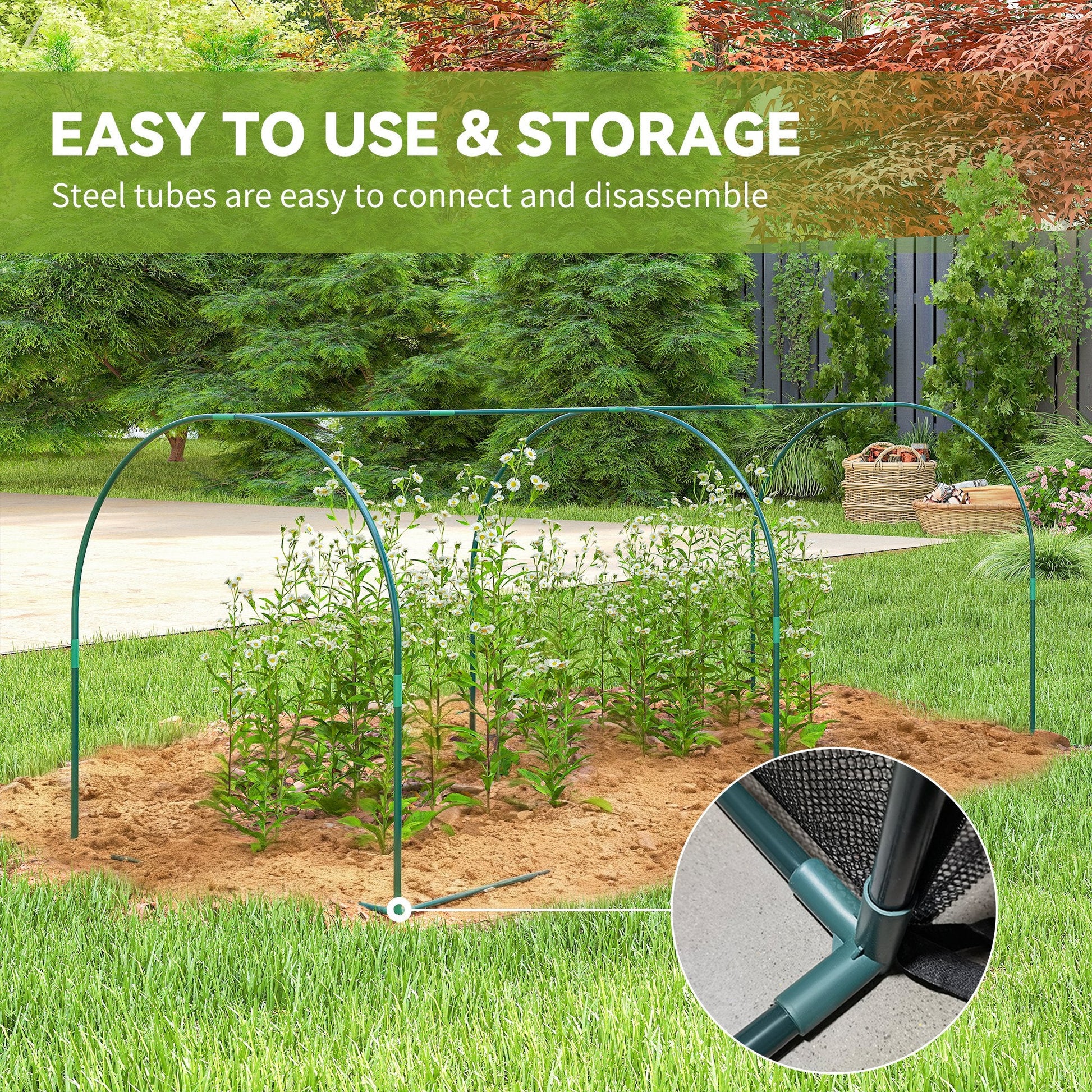 8' x 3' Crop Cage, Plant Protection Tent, with Two Zippered Doors and 4 Ground Stakes, for Garden, Yard, Lawn, Black