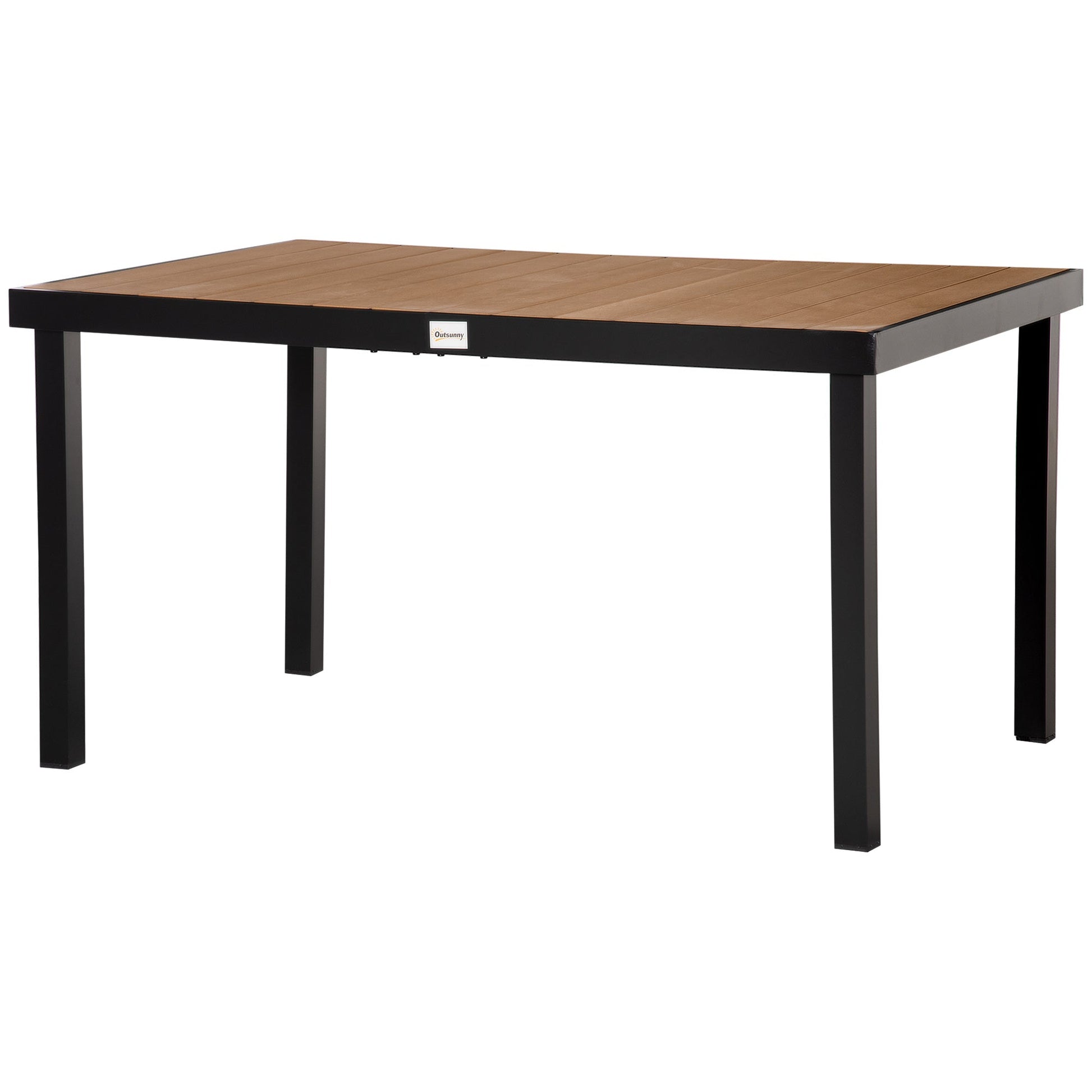 55" L x 35.5" W x 29.25" H Patio Dining Table for 6, Rectangular Aluminum Outdoor Table for Garden Lawn Backyard, Natural