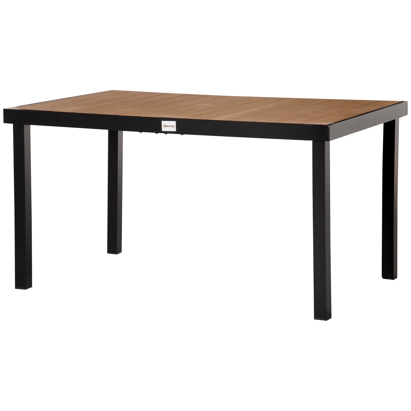 55" L x 35.5" W x 29.25" H Patio Dining Table for 6, Rectangular Aluminum Outdoor Table for Garden Lawn Backyard, Natural