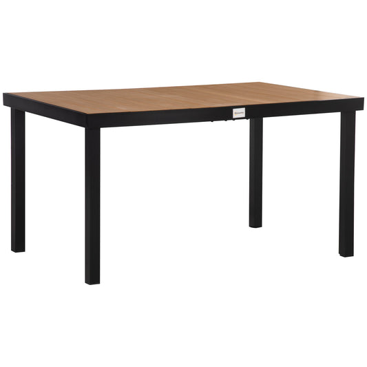55" L x 35.5" W x 29.25" H Patio Dining Table for 6, Rectangular Aluminum Outdoor Table for Garden Lawn Backyard, Natural