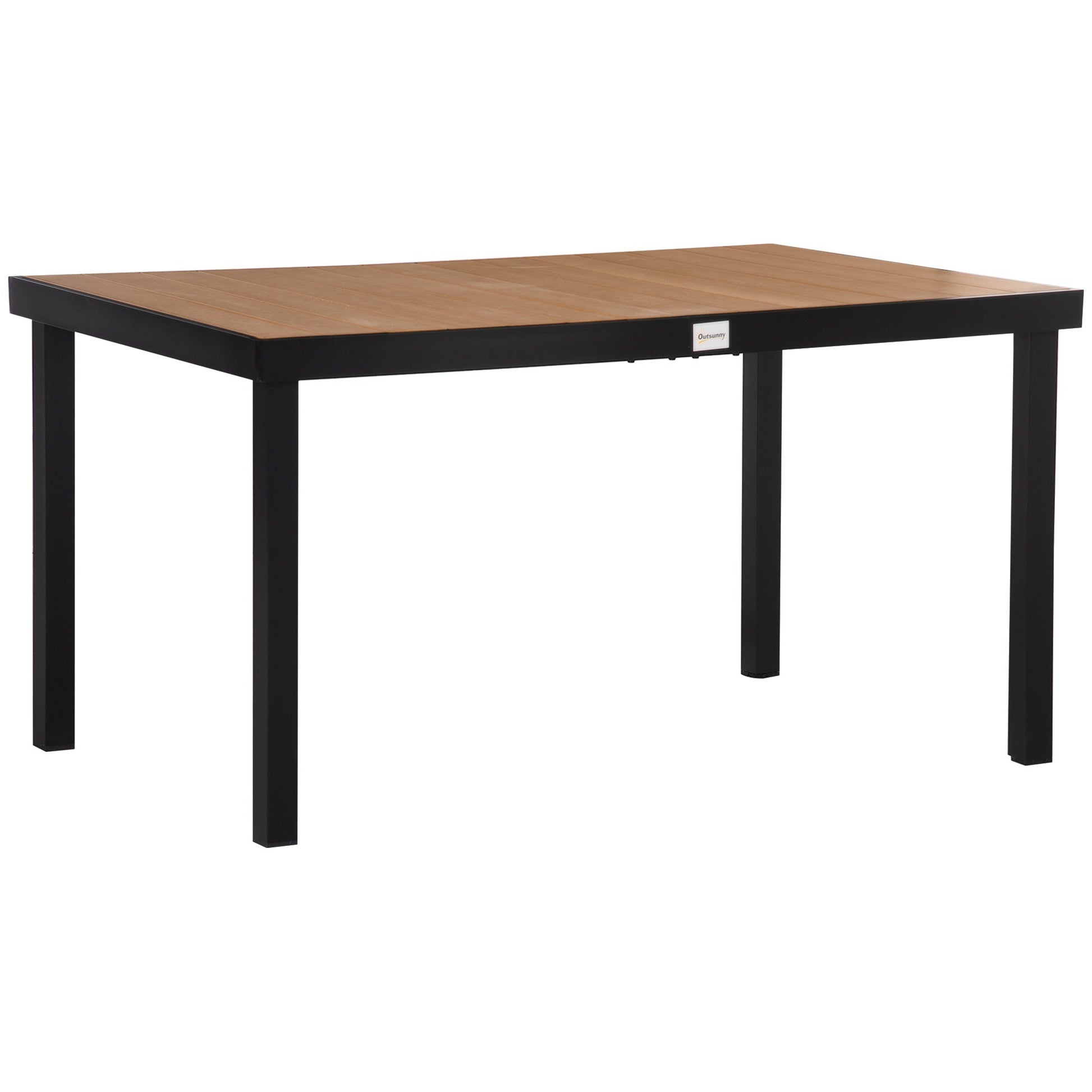 55" L x 35.5" W x 29.25" H Patio Dining Table for 6, Rectangular Aluminum Outdoor Table for Garden Lawn Backyard, Natural