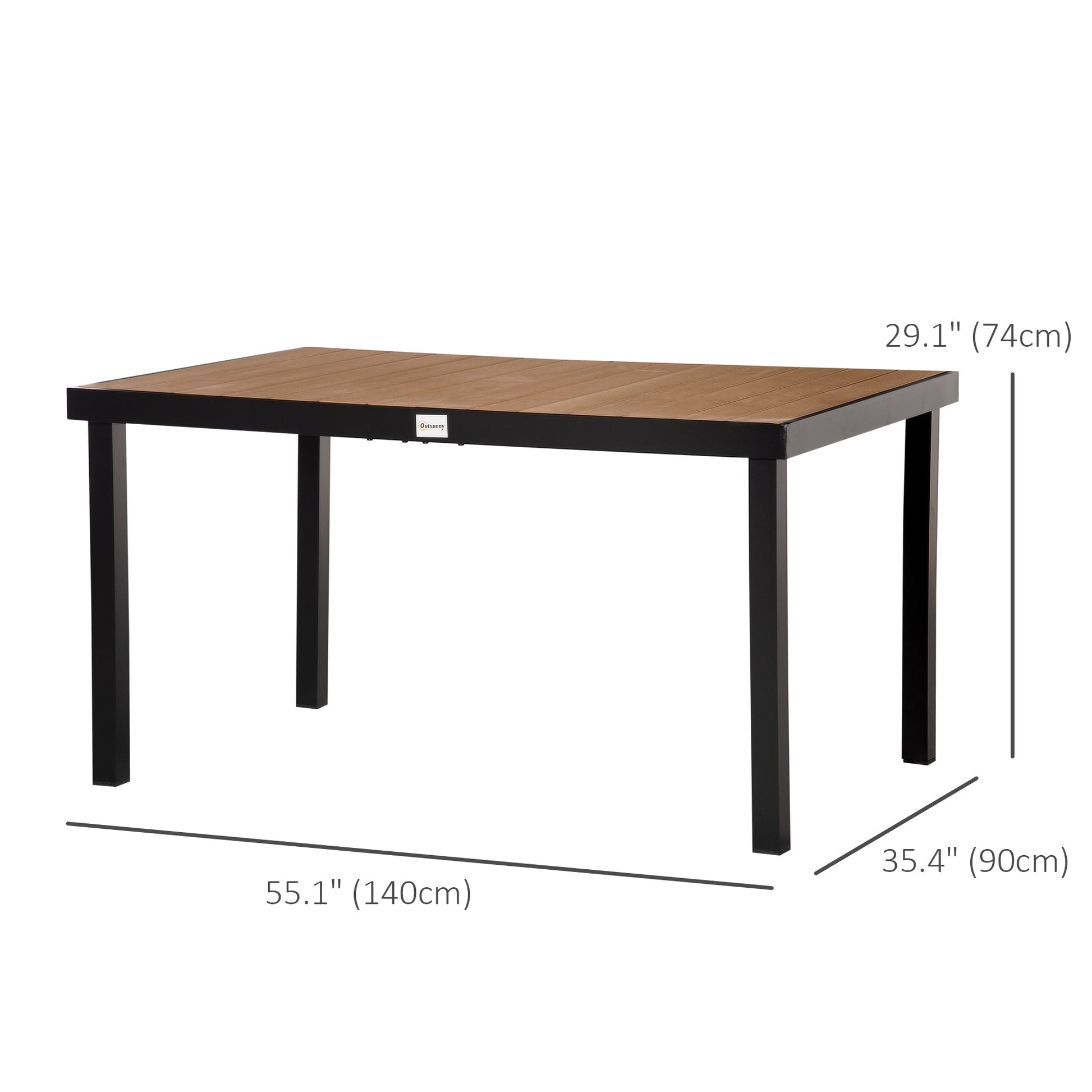 55" L x 35.5" W x 29.25" H Patio Dining Table for 6, Rectangular Aluminum Outdoor Table for Garden Lawn Backyard, Natural