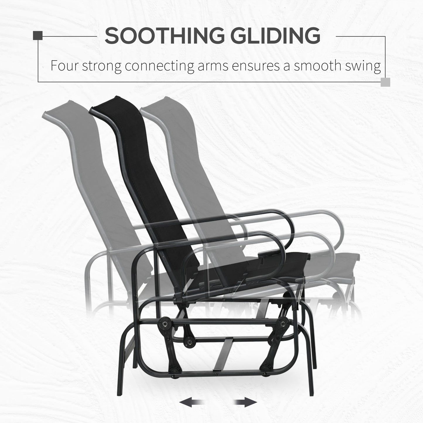 Patio Glider with Breathable Mesh Fabric, Outdoor Glider Chair, Garden Rocking Gliding Seat for Patio, Yard, Porch, Black
