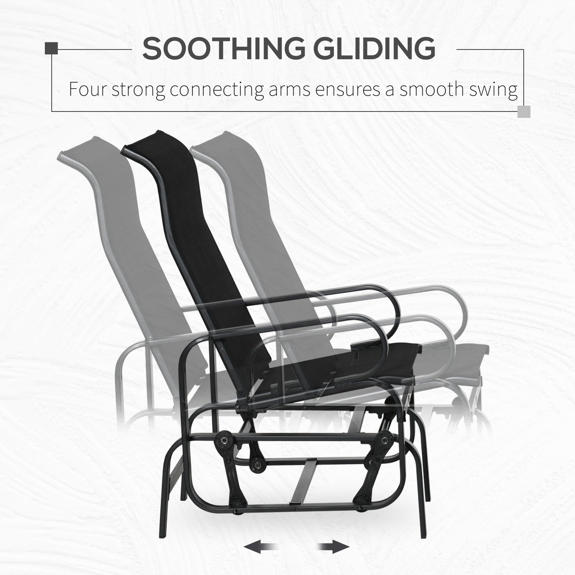 Patio Glider with Breathable Mesh Fabric, Outdoor Glider Chair, Garden Rocking Gliding Seat for Patio, Yard, Porch, Black
