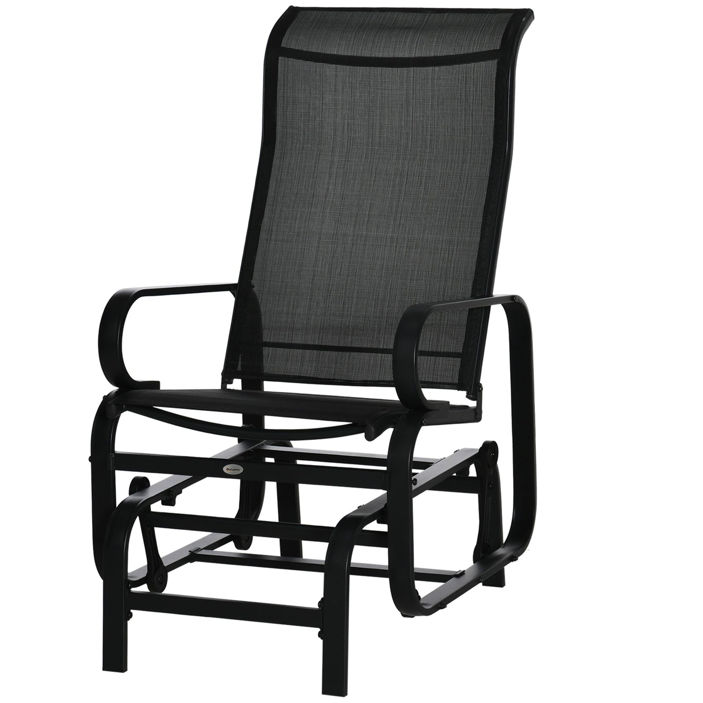 Patio Glider with Breathable Mesh Fabric, Outdoor Glider Chair, Garden Rocking Gliding Seat for Patio, Yard, Porch, Black
