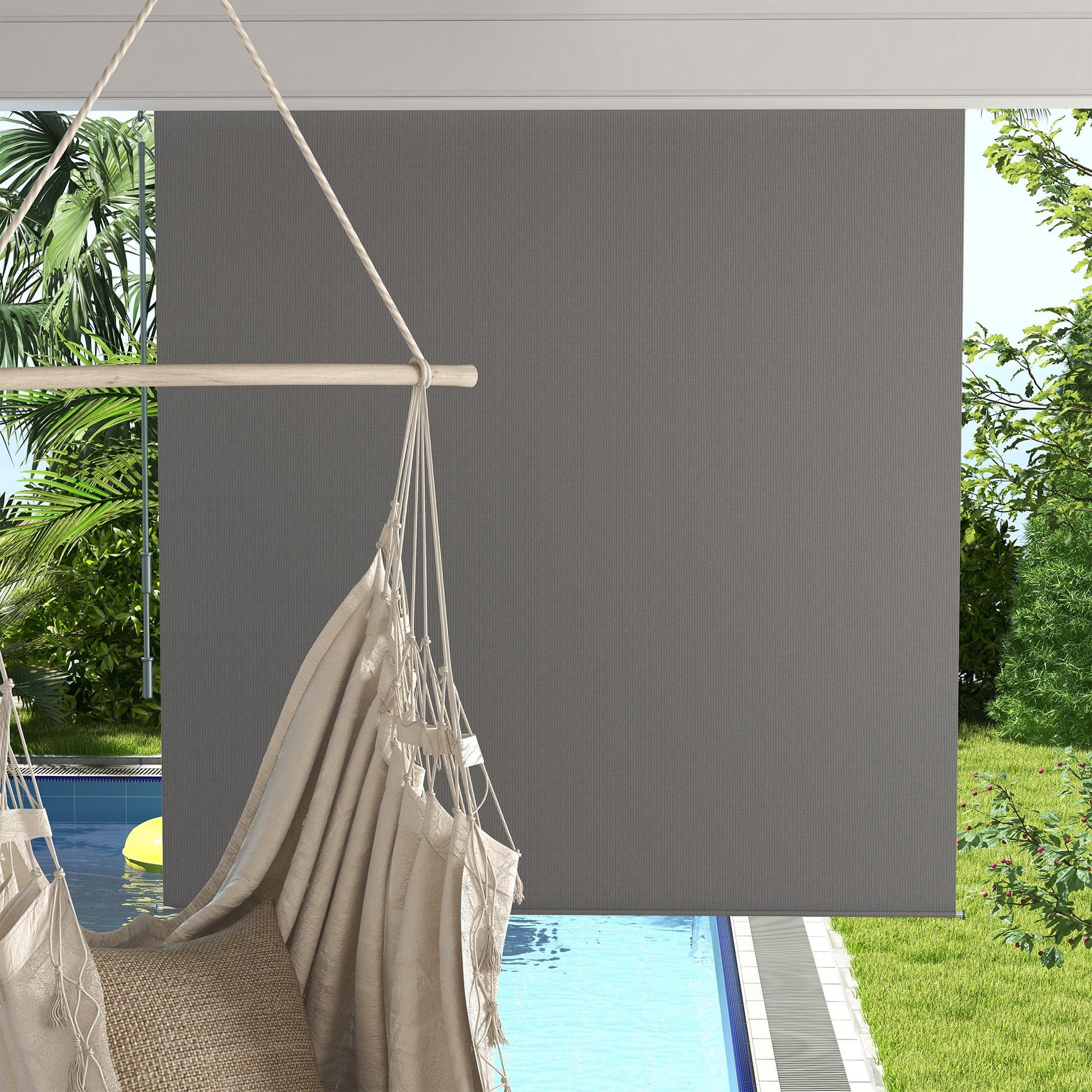 6'W x 6'H Roller Shades, Outdoor Blinds Cordless Roll Up Shade for Porch Balcony Gazebo, Light Grey