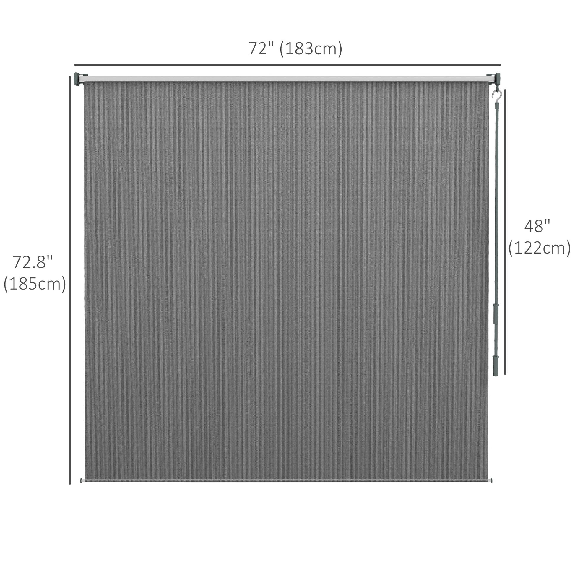 6'W x 6'H Roller Shades, Outdoor Blinds Cordless Roll Up Shade for Porch Balcony Gazebo, Light Grey