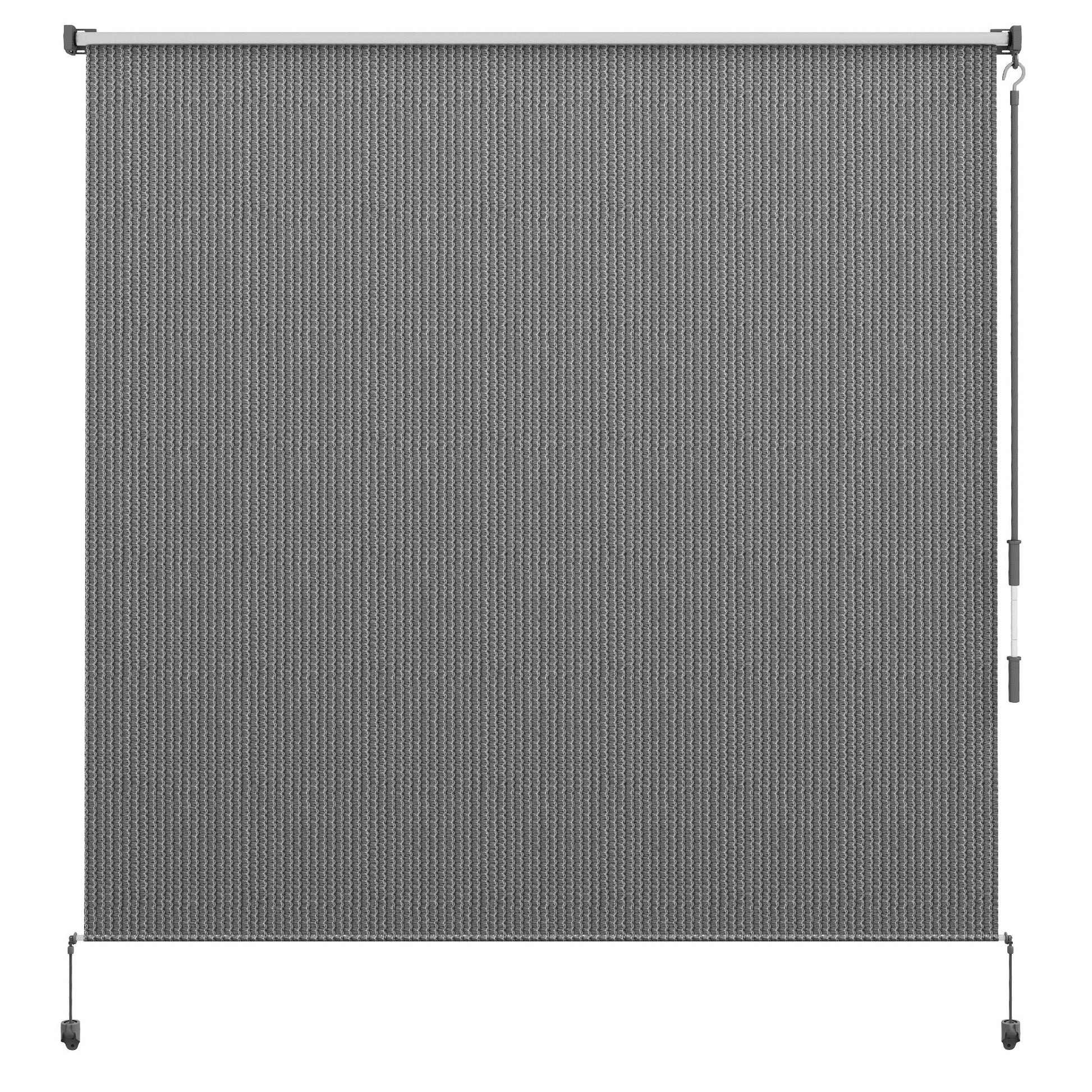 6'W x 6'H Roller Shades, Outdoor Blinds Cordless Roll Up Shade for Porch Balcony Gazebo, Light Grey