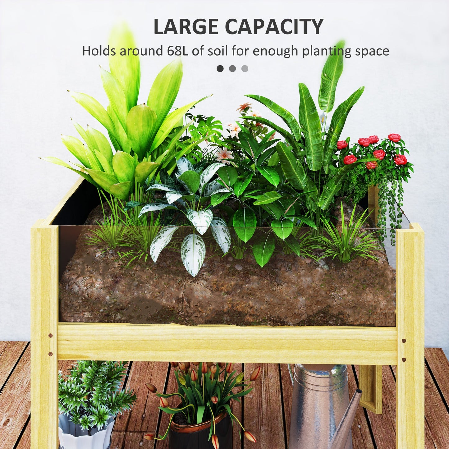 Wooden Raised Garden Bed Planter with Acrylic Panels, Elevated Planter Box Outdoor Raised Planter with Drainage Holes for Vegetables Flowers Herbs, 29.5" x 18.1" x 23.8"