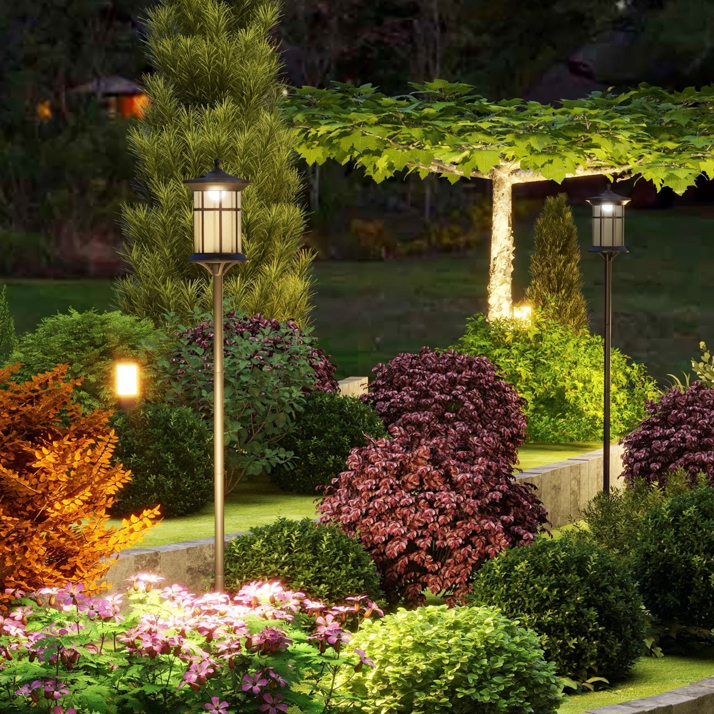 Solar Lamp Post Light, 72" LED Outdoor Street Light, Waterproof IP44 for Patio, Garden, Backyard, Pathway, Cool White, 2 Pack