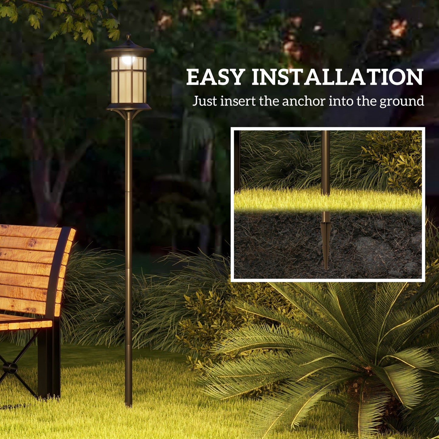 Solar Lamp Post Light, 72" LED Outdoor Street Light, Waterproof IP44 for Patio, Garden, Backyard, Pathway, Cool White, 2 Pack