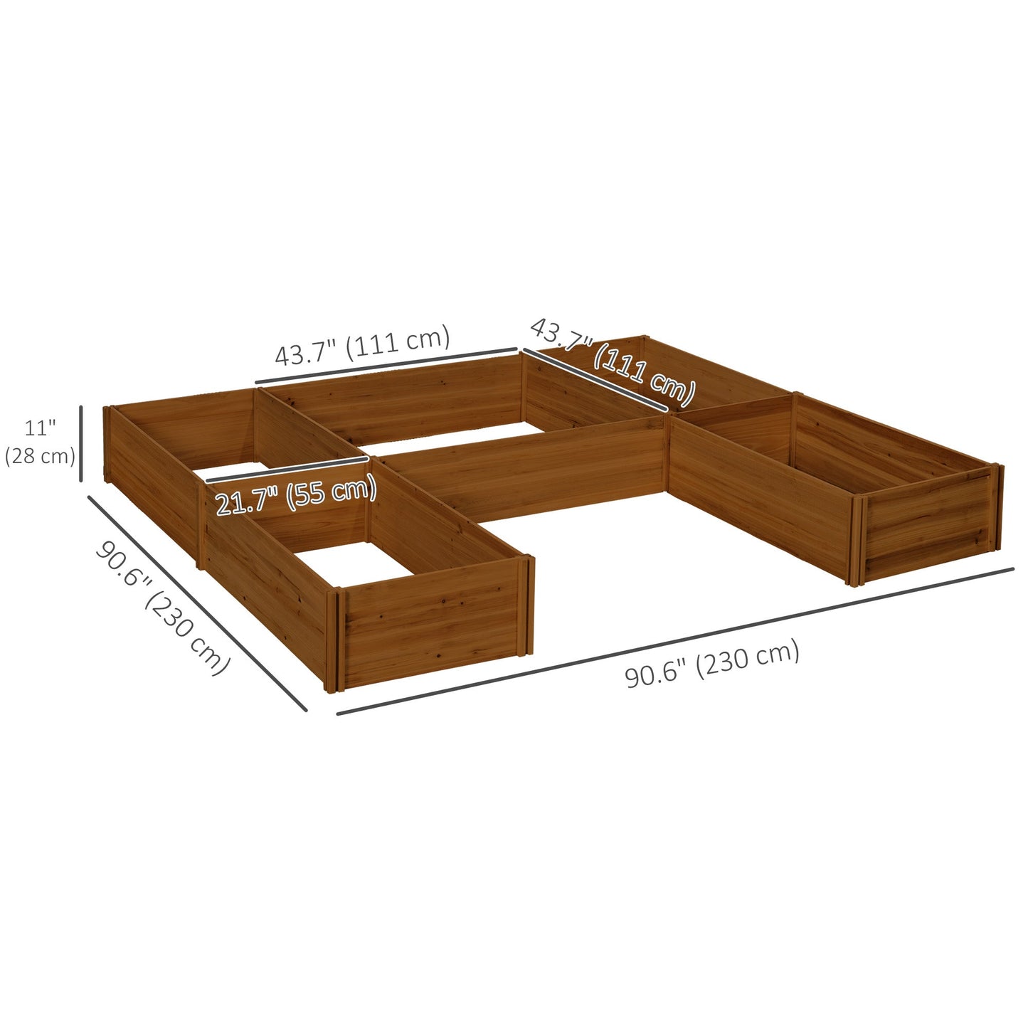 DIY 5-box Wooden Raised Garden Bed Kit with Open Bottom, Outdoor Elevated Planter Box for Outdoor Plants, Vegetables, Flowers, Herbs, Brown