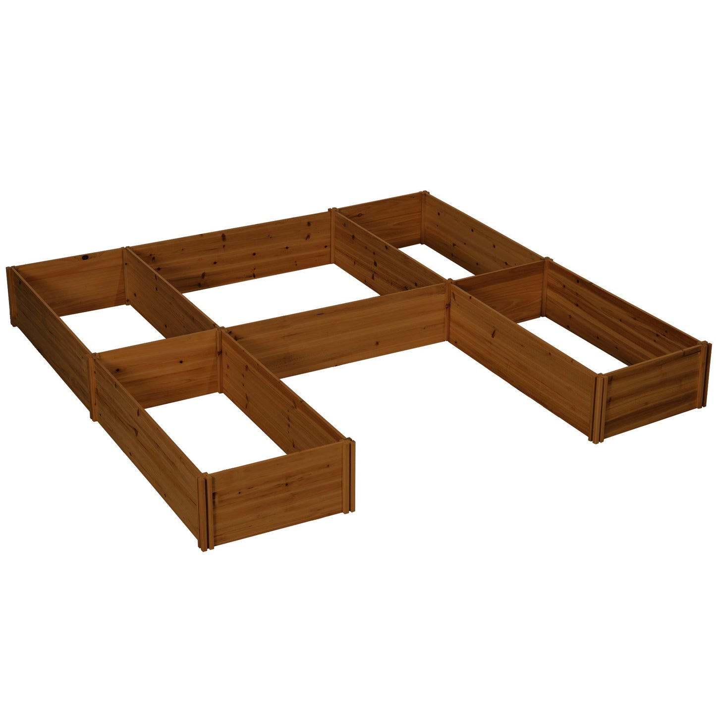 DIY 5-box Wooden Raised Garden Bed Kit with Open Bottom, Outdoor Elevated Planter Box for Outdoor Plants, Vegetables, Flowers, Herbs, Brown