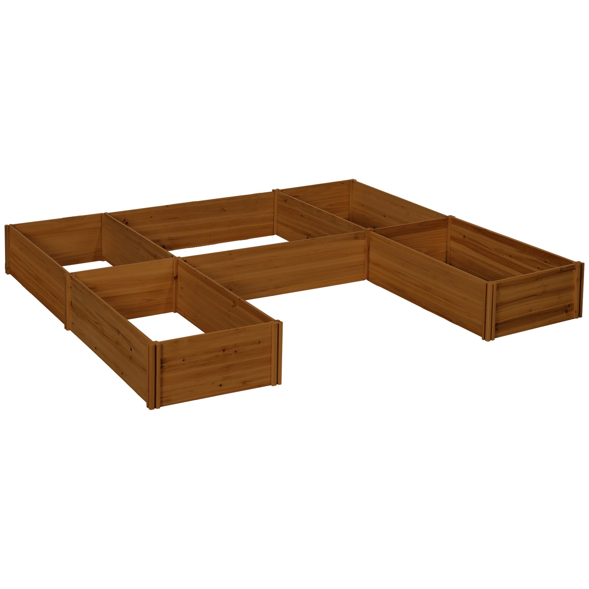DIY 5-box Wooden Raised Garden Bed Kit with Open Bottom, Outdoor Elevated Planter Box for Outdoor Plants, Vegetables, Flowers, Herbs, Brown
