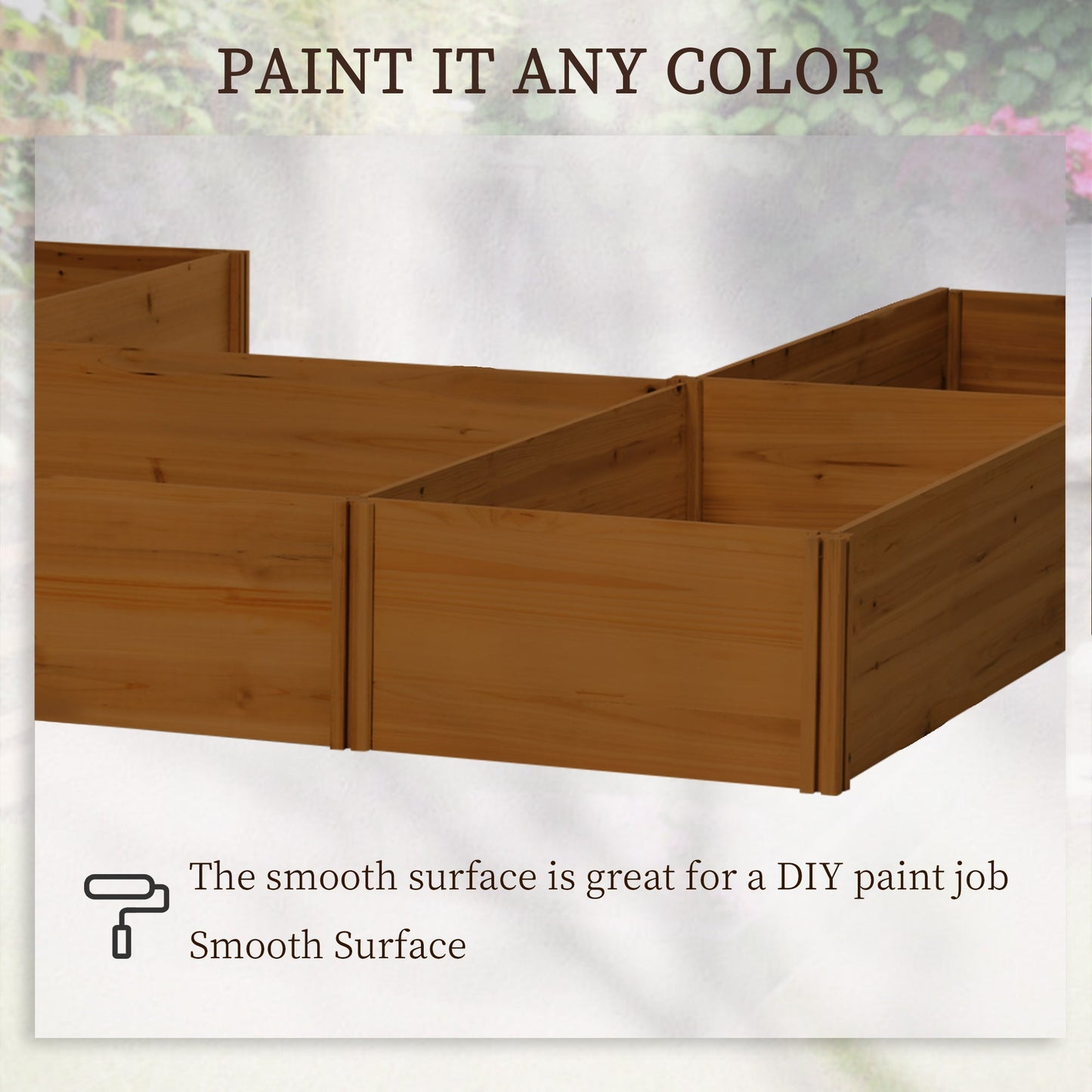 DIY 5-box Wooden Raised Garden Bed Kit with Open Bottom, Outdoor Elevated Planter Box for Outdoor Plants, Vegetables, Flowers, Herbs, Brown
