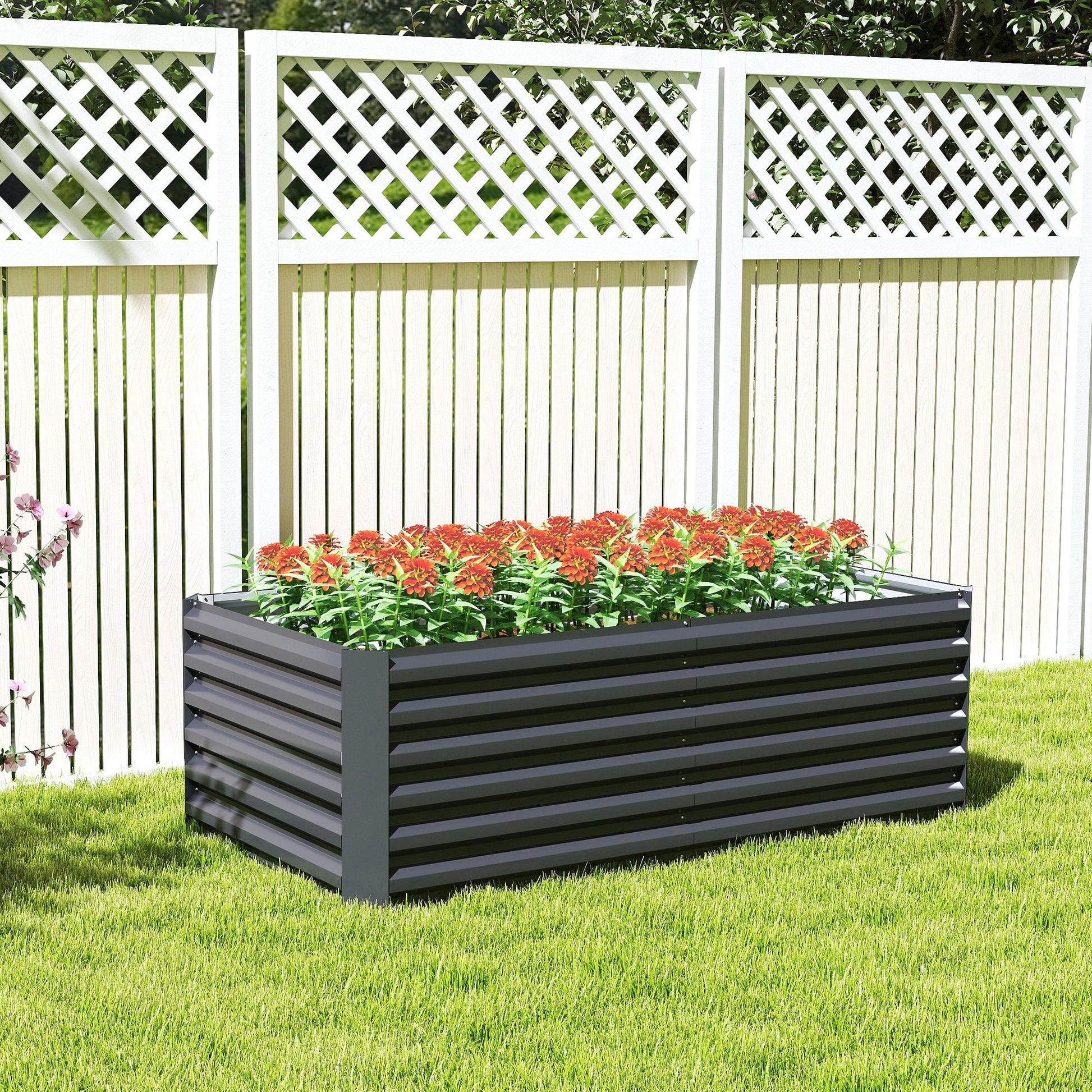 Galvanized Raised Garden Bed, 6' x 3' x 2' Outdoor Metal Planter Box, Standing Raised Bed for Growing Flowers, Herbs and Vegetables, Dark Grey
