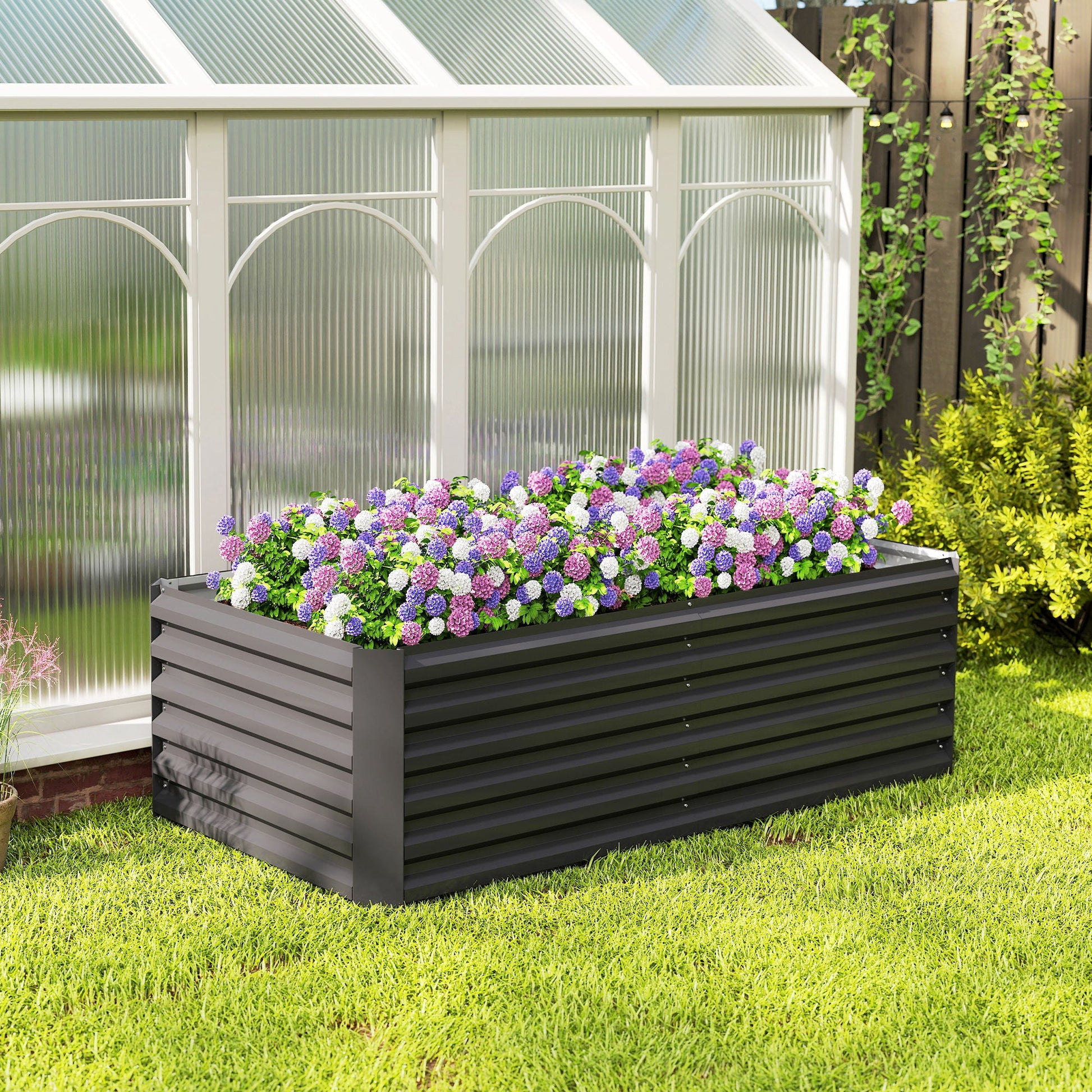 Galvanized Raised Garden Bed, 6' x 3' x 2' Outdoor Metal Planter Box, Standing Raised Bed for Growing Flowers, Herbs and Vegetables, Dark Grey