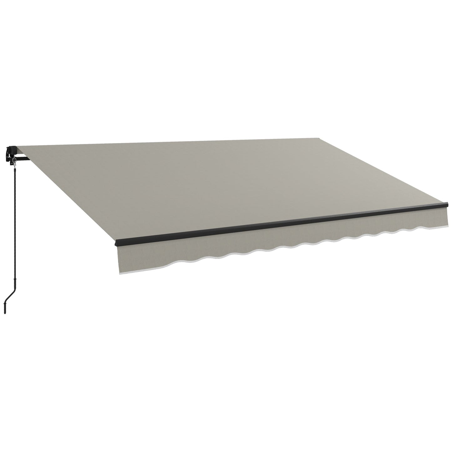 12' x 10' Retractable Awning, Patio Awning Sunshade Shelter with Manual Crank Handle, 280gsm UV Resistant Fabric and Aluminum Frame, for Balcony, Yard, Light Grey