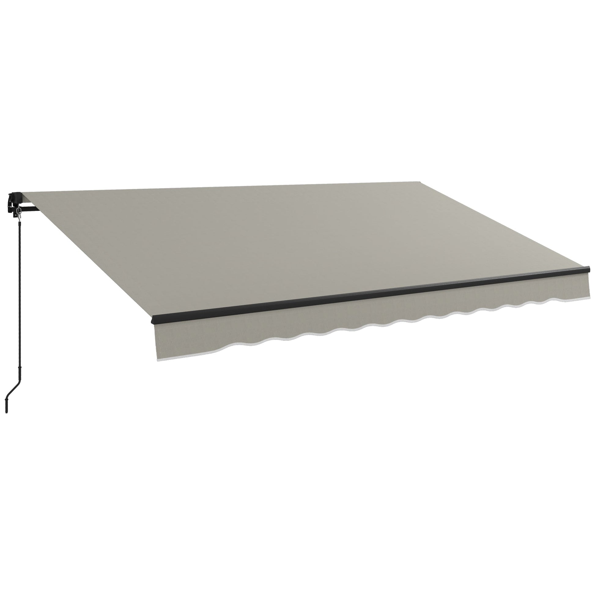  12' x 10' Retractable Awning, Patio Awning Sunshade Shelter with Manual Crank Handle, 280gsm UV Resistant Fabric and Aluminum Frame, for Balcony, Yard, Light Grey
