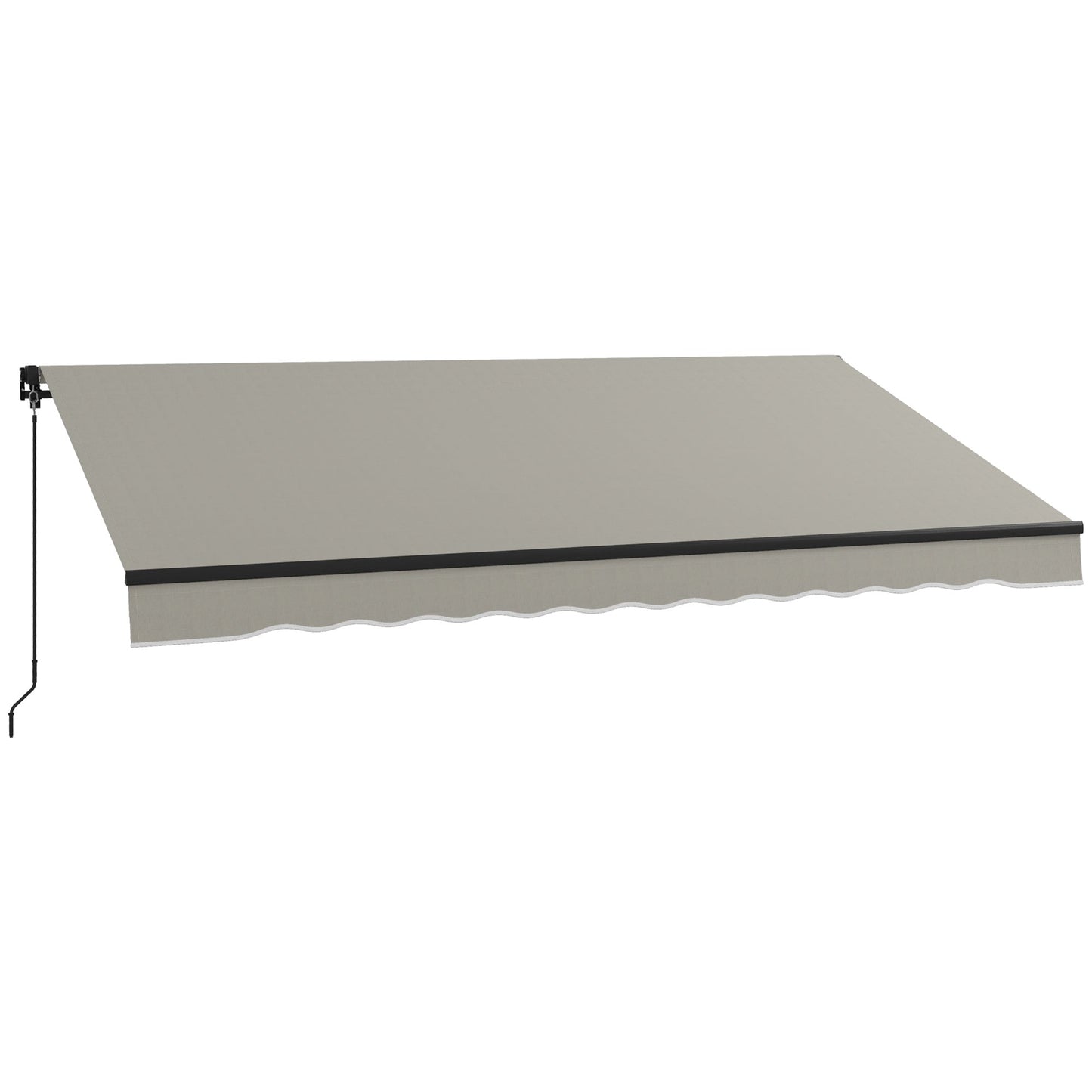  12' x 10' Retractable Awning, Patio Awning Sunshade Shelter with Manual Crank Handle, 280gsm UV Resistant Fabric and Aluminum Frame, for Balcony, Yard, Light Grey