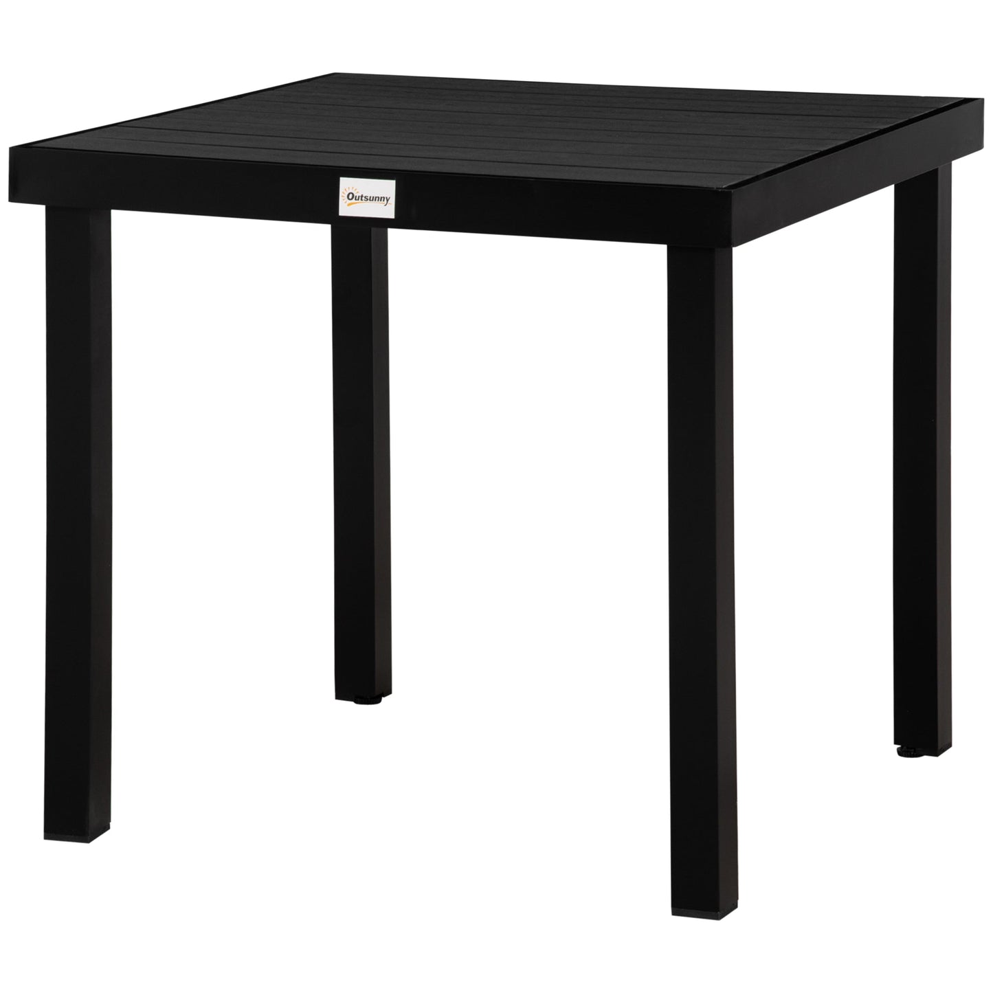 Outdoor Dining Table for 4 People, Square Patio Table with Aluminum Metal Legs for Garden, Lawn, Woodgrain Black