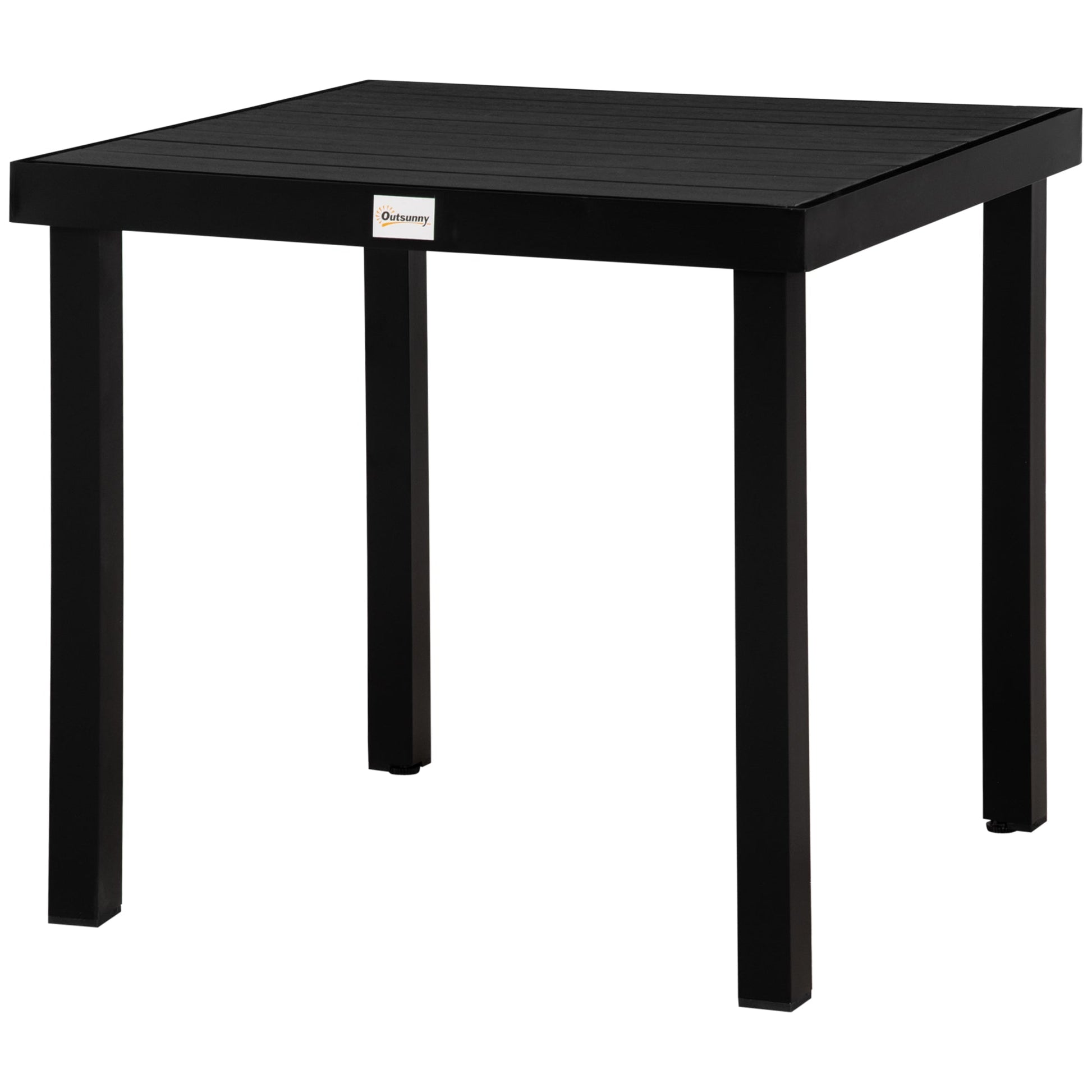 Outdoor Dining Table for 4 People, Square Patio Table with Aluminum Metal Legs for Garden, Lawn, Woodgrain Black