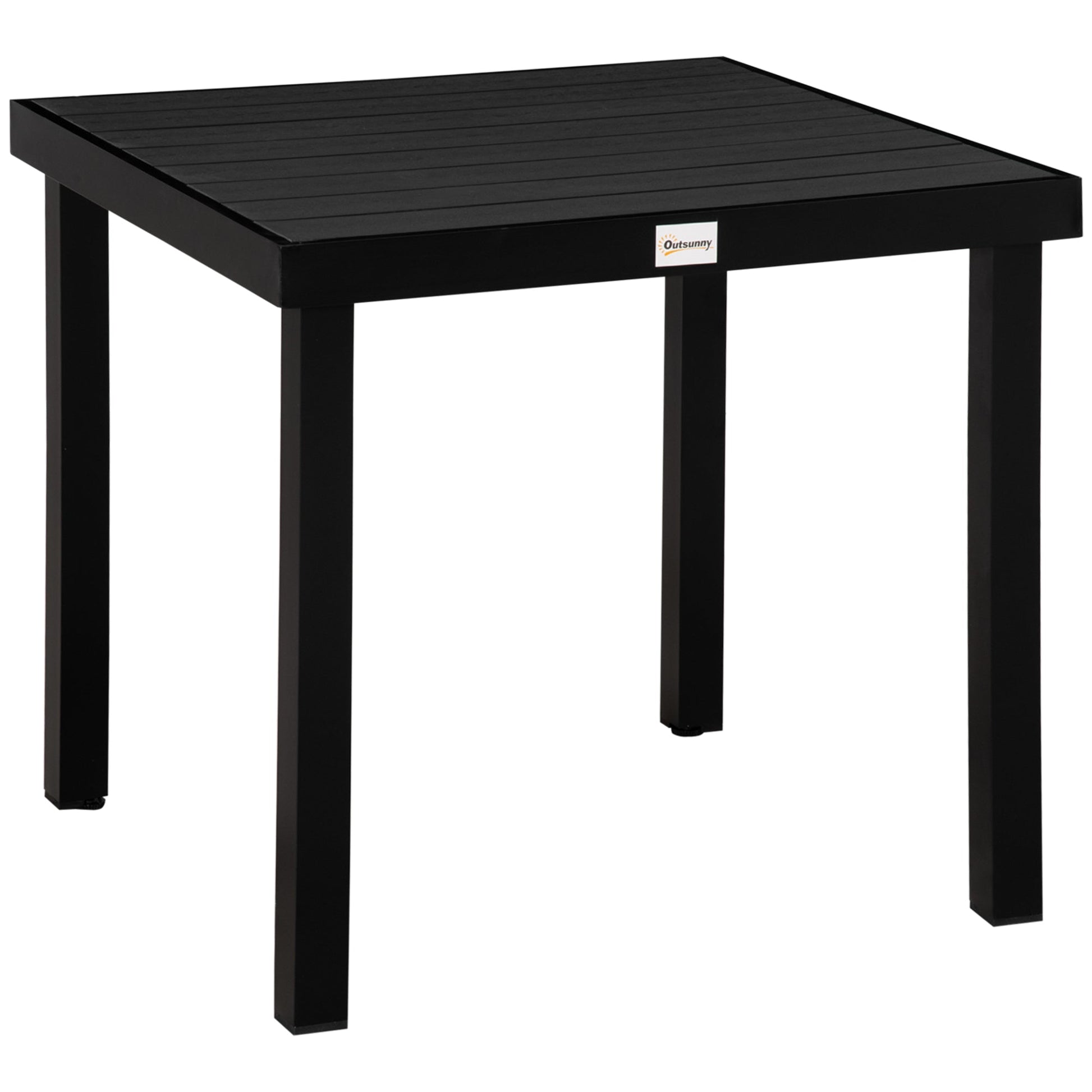 Outdoor Dining Table for 4 People, Square Patio Table with Aluminum Metal Legs for Garden, Lawn, Woodgrain Black