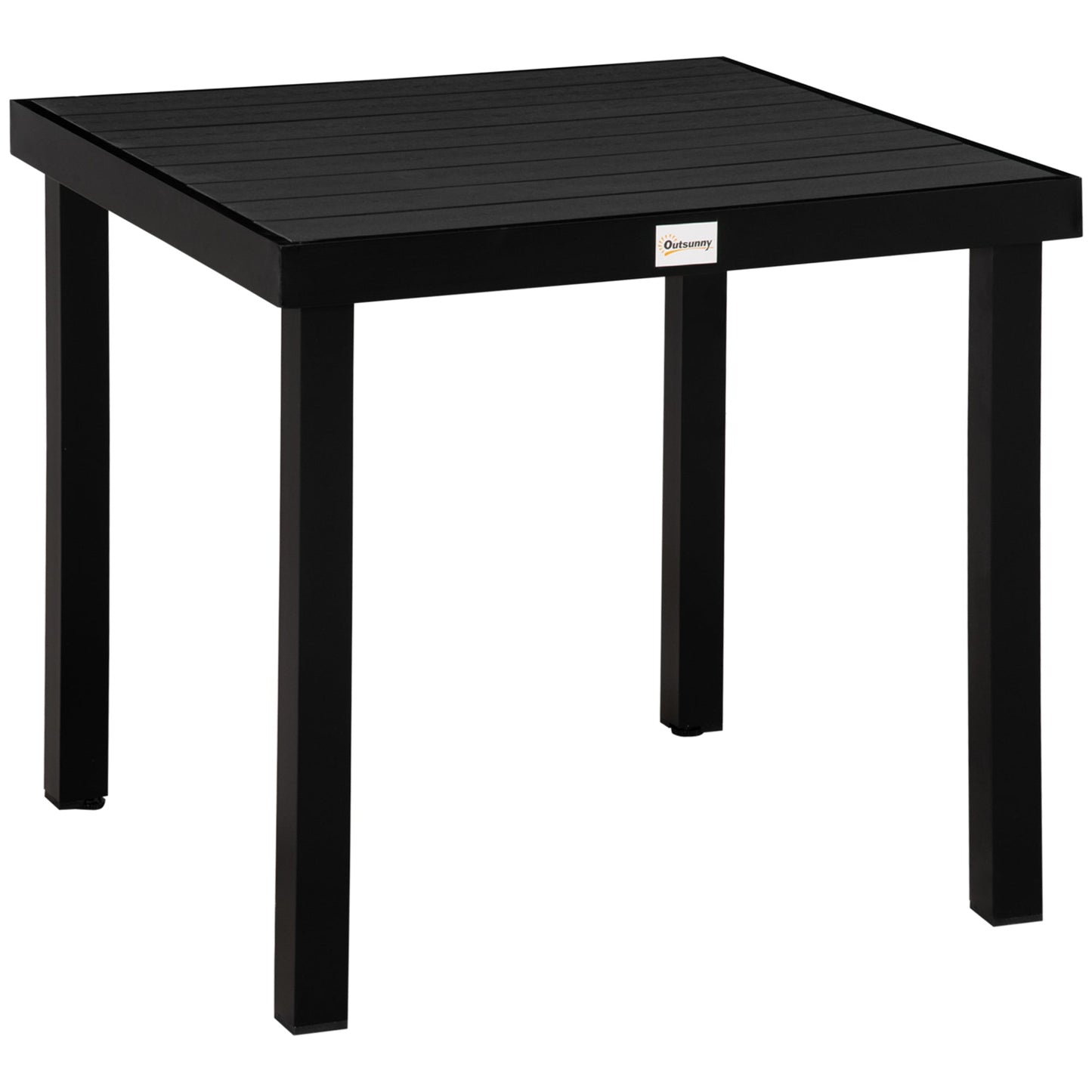 Outdoor Dining Table for 4 People, Square Patio Table with Aluminum Metal Legs for Garden, Lawn, Woodgrain Black