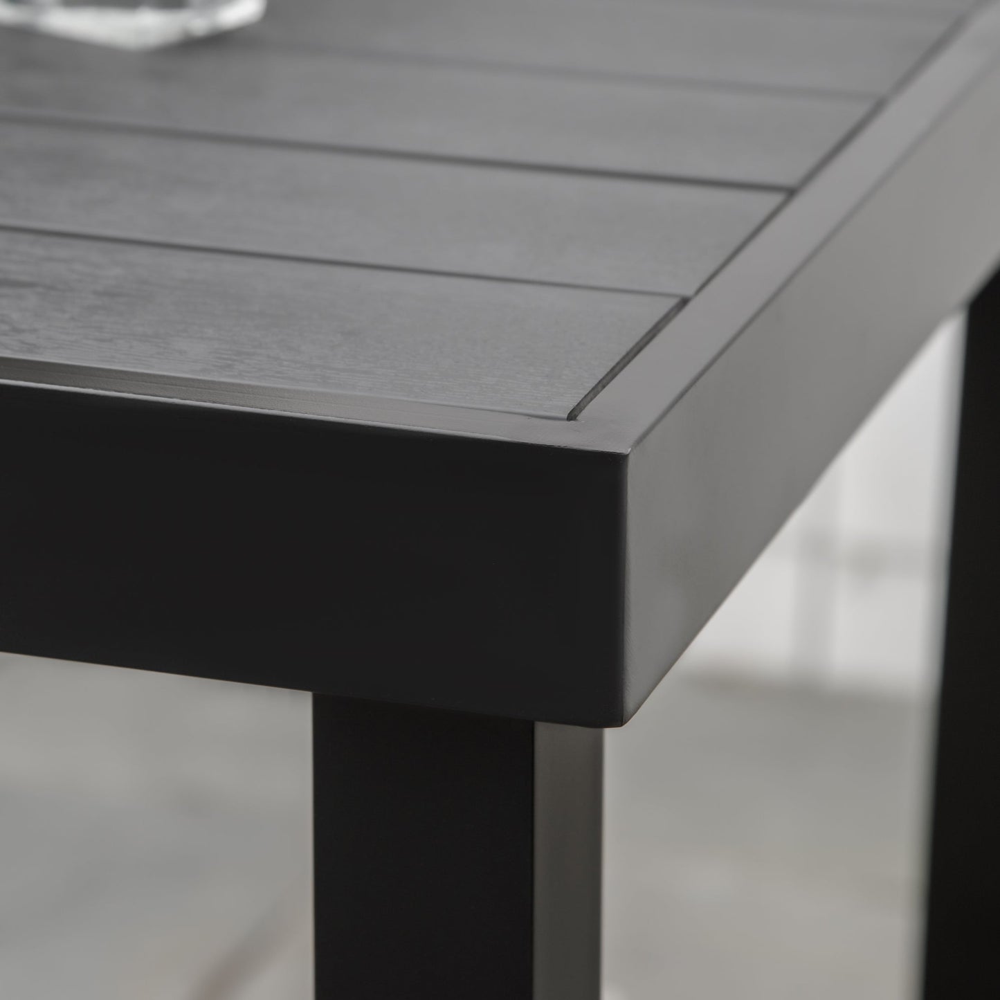 Outdoor Dining Table for 4 People, Square Patio Table with Aluminum Metal Legs for Garden, Lawn, Woodgrain Black