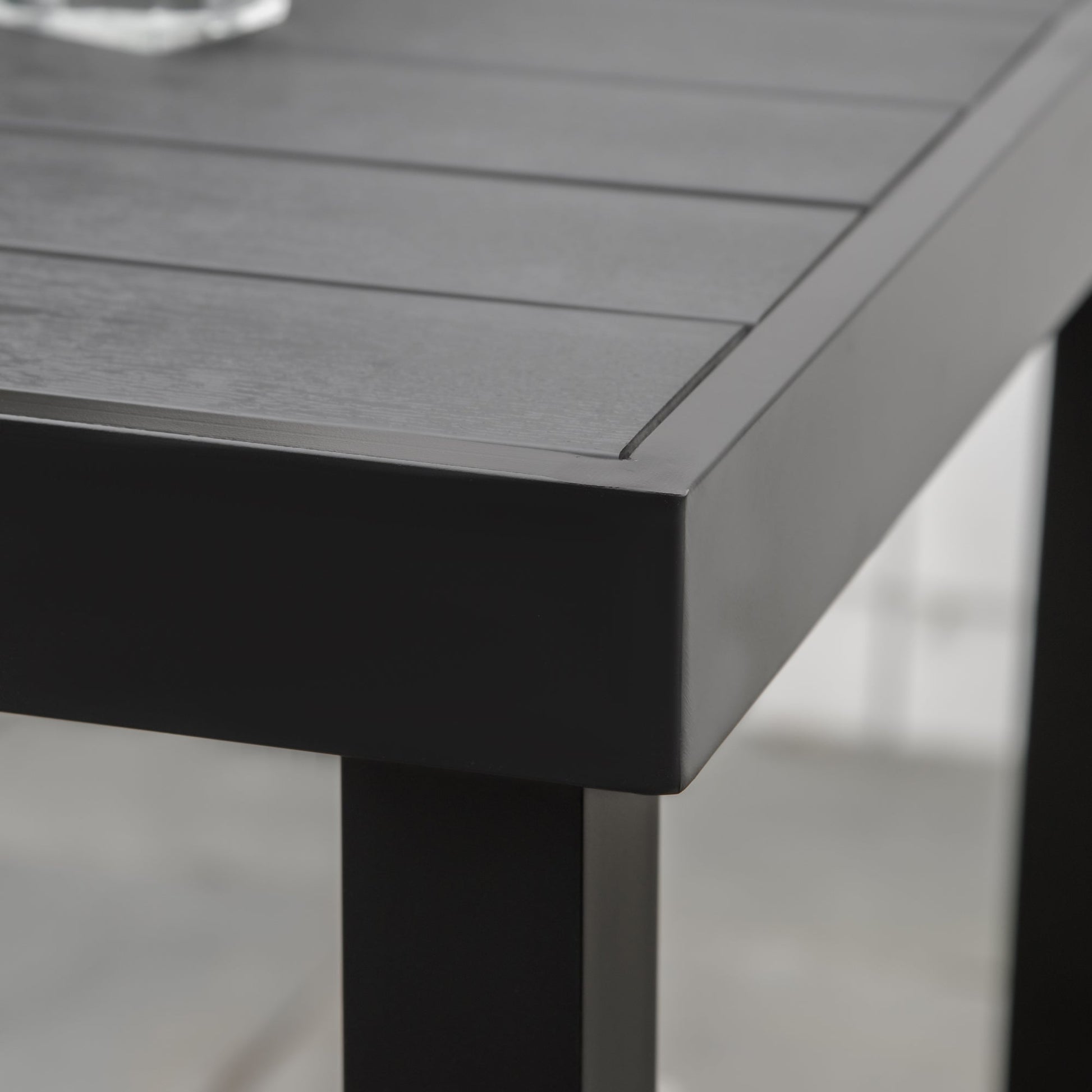 Outdoor Dining Table for 4 People, Square Patio Table with Aluminum Metal Legs for Garden, Lawn, Woodgrain Black