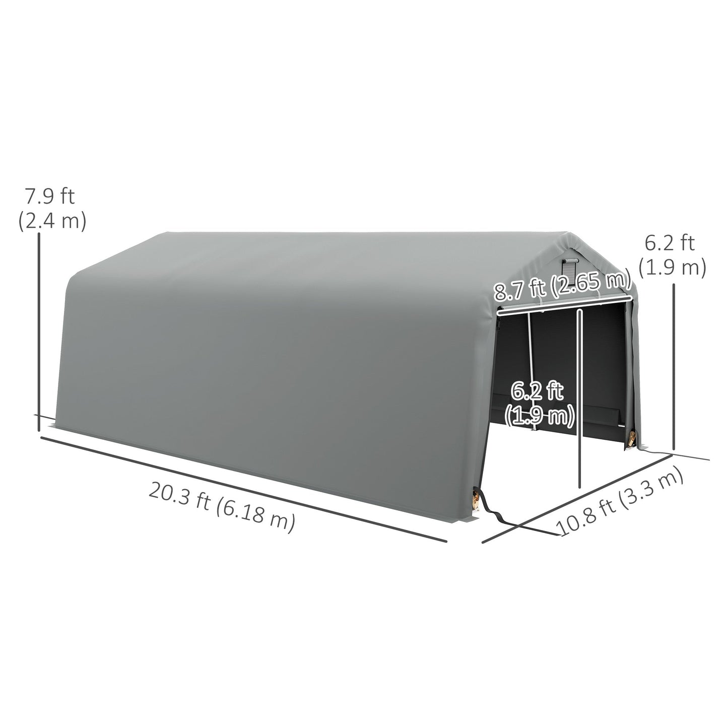 11' x 20' Heavy Duty Carport, Portable Garage Canopy Tent with 2 Ventilation Windows and Large Door, for Car, Truck, Boat, Motorcycle, Bike, Garden Tools, Grey