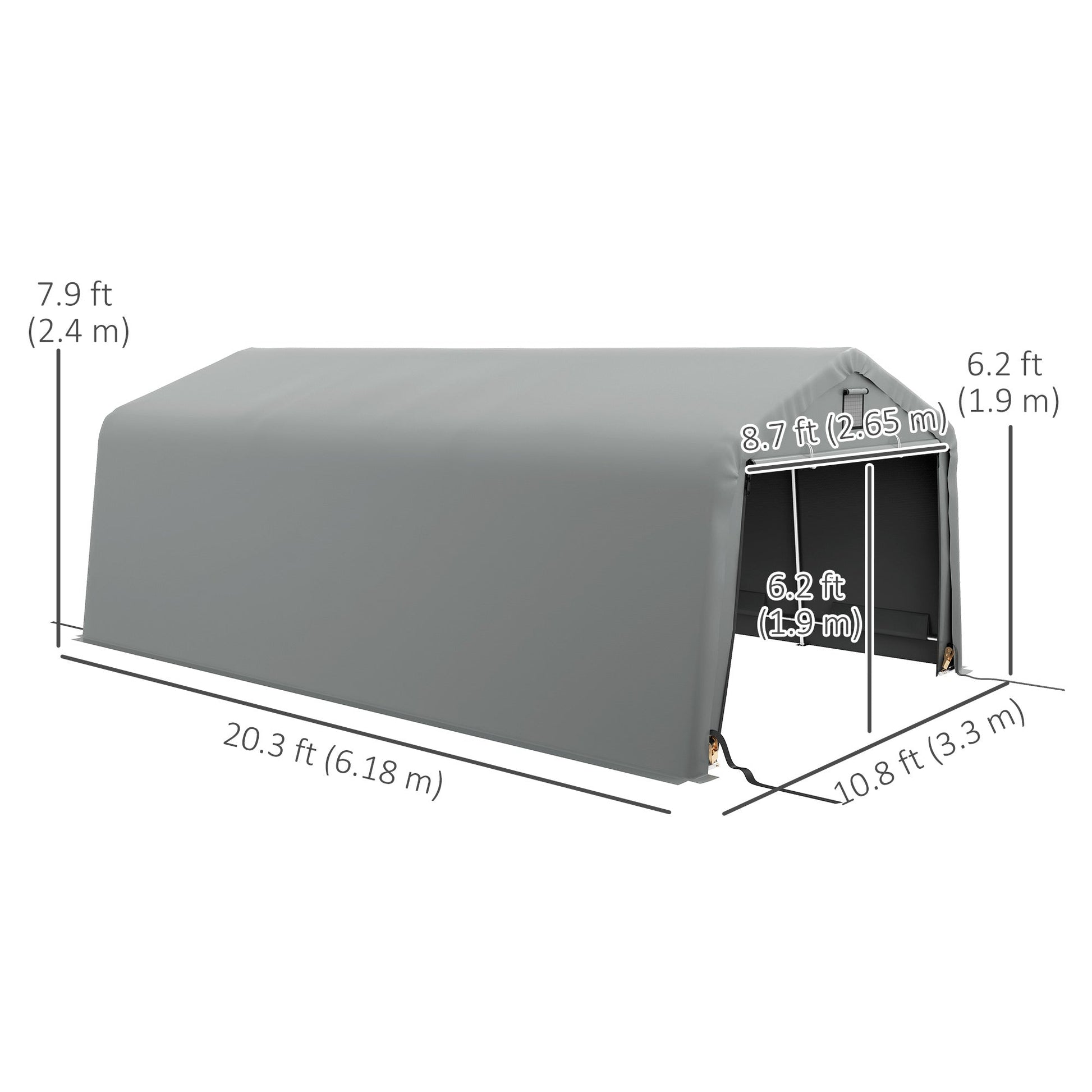 11' x 20' Heavy Duty Carport, Portable Garage Canopy Tent with 2 Ventilation Windows and Large Door, for Car, Truck, Boat, Motorcycle, Bike, Garden Tools, Grey