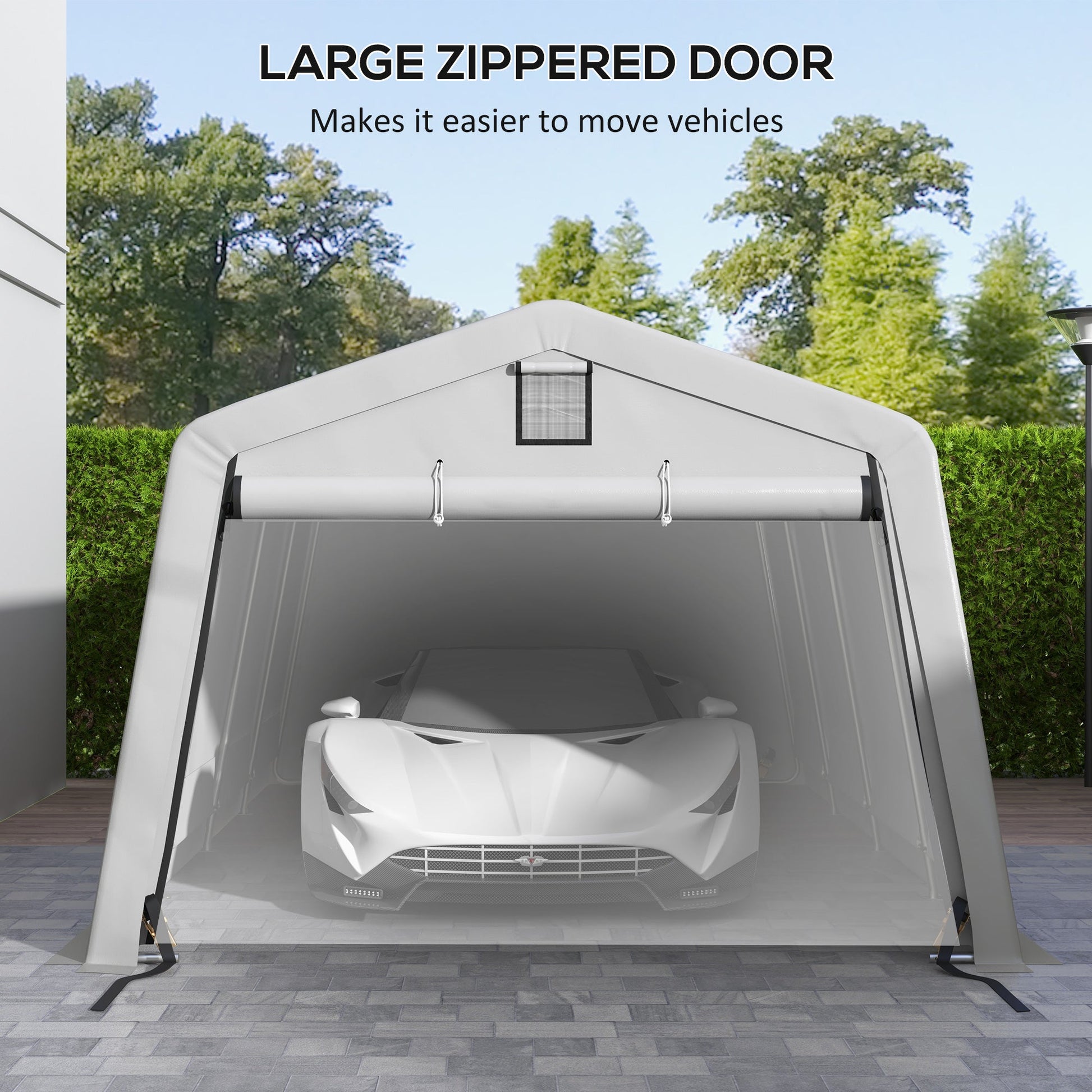 11' x 20' Heavy Duty Carport, Portable Garage Canopy Tent with 2 Ventilation Windows and Large Door, for Car, Truck, Boat, Motorcycle, Bike, Garden Tools, Grey