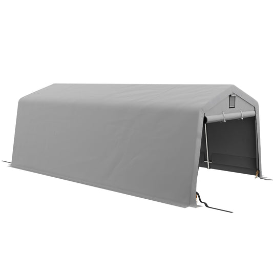11' x 20' Heavy Duty Carport, Portable Garage Canopy Tent with 2 Ventilation Windows and Large Door, for Car, Truck, Boat, Motorcycle, Bike, Garden Tools, Grey