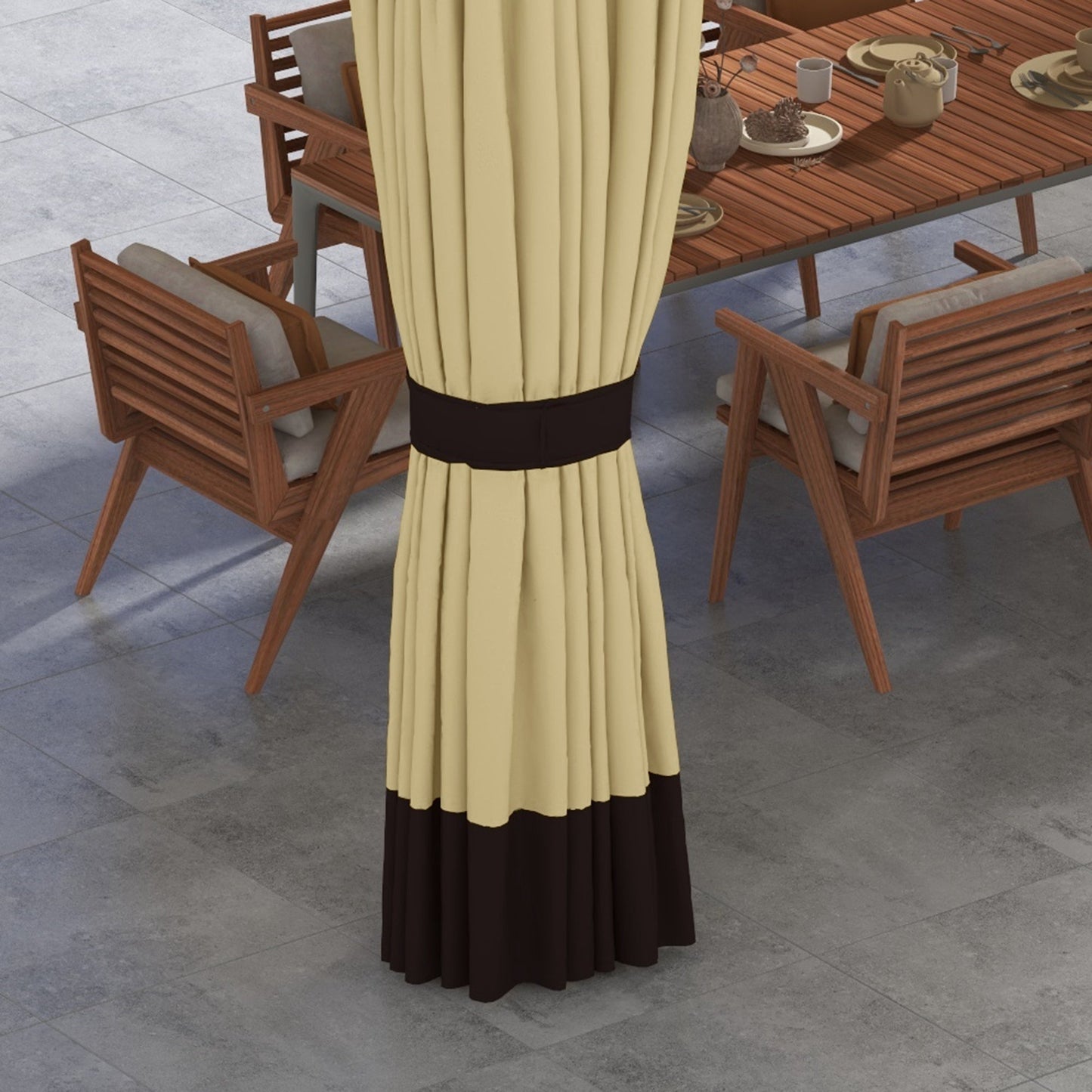  10' x 12' Patio Gazebo, Double Roof Outdoor Gazebo Canopy Shelter with Netting and Curtains, Solid Metal Frame for Garden, Lawn and Deck, Beige