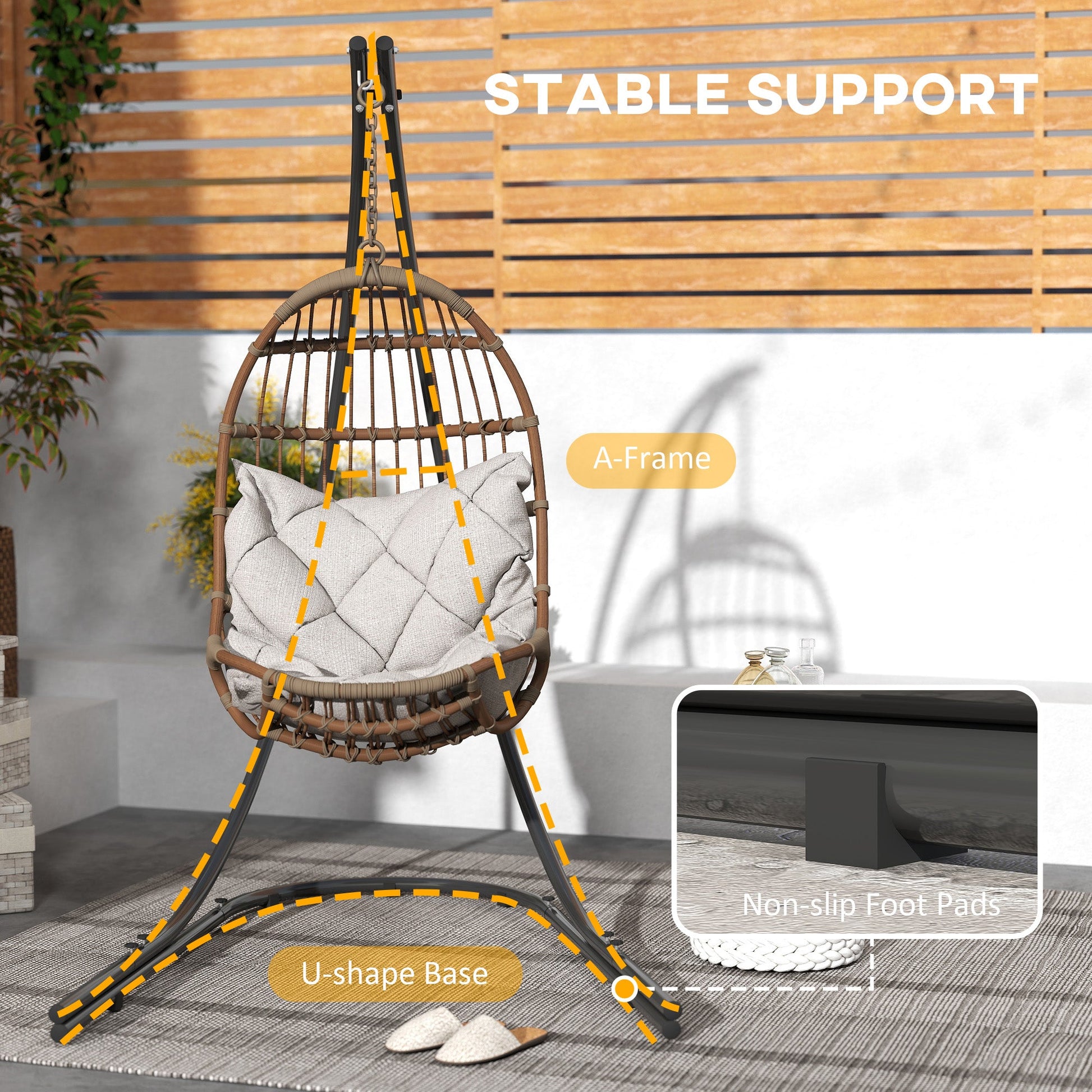 Hammock Chair Stand, Heavy Duty Steel Hammock Stand Only with Extra Large Base, Single Hanging Egg Chair Swing Frame for Indoor Outdoor, 330 LBS Capacity, Black