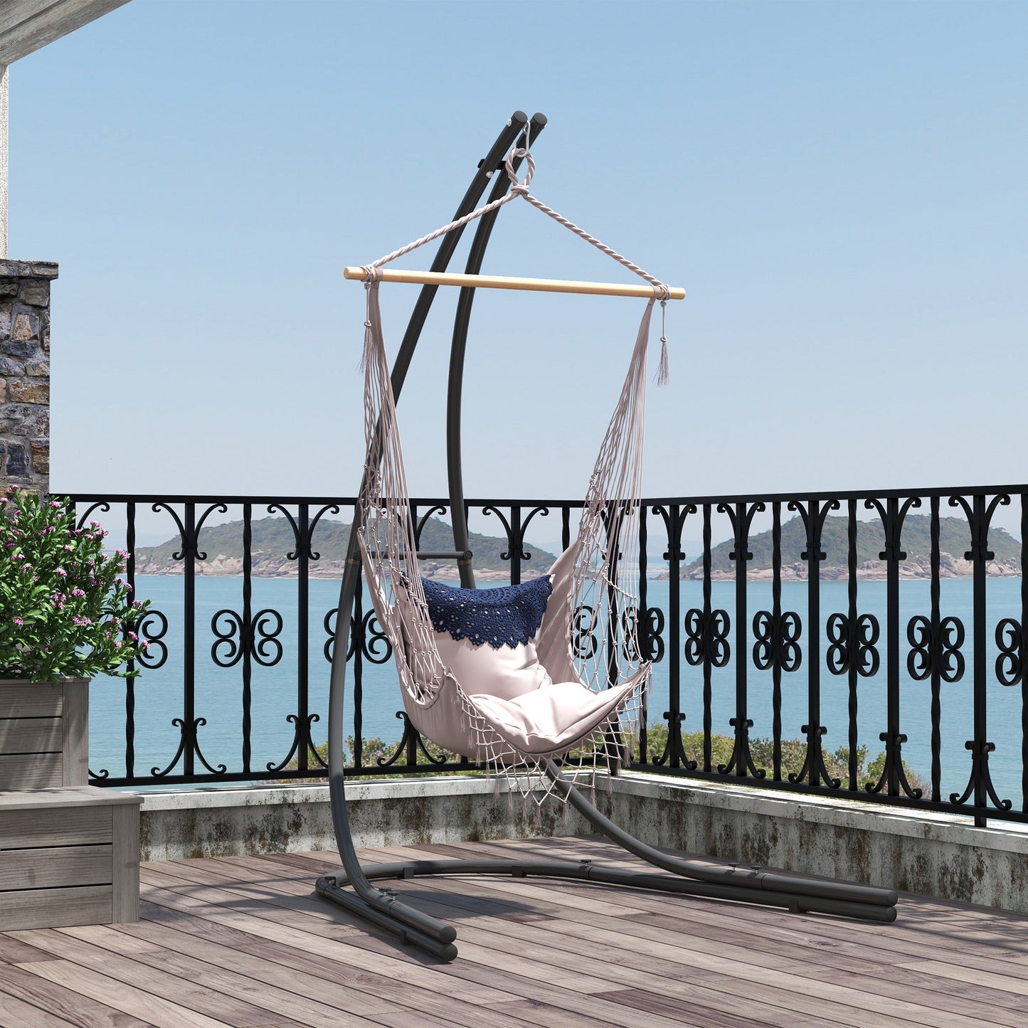 Hammock Chair Stand, Heavy Duty Steel Hammock Stand Only with Extra Large Base, Single Hanging Egg Chair Swing Frame for Indoor Outdoor, 330 LBS Capacity, Black
