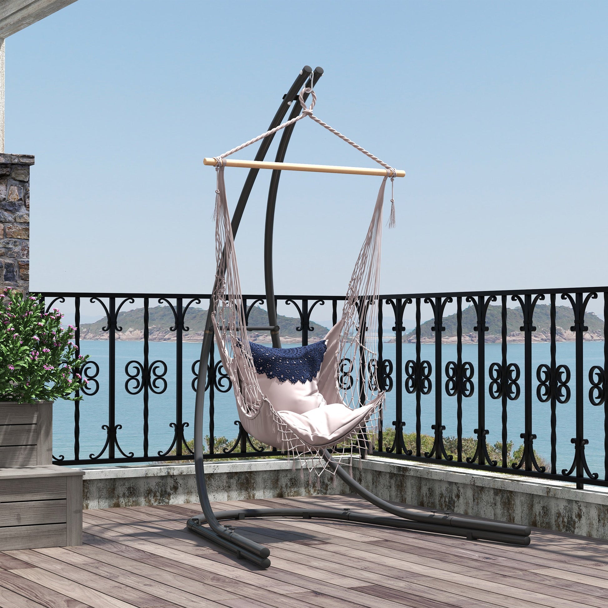 Hammock Chair Stand, Heavy Duty Steel Hammock Stand Only with Extra Large Base, Single Hanging Egg Chair Swing Frame for Indoor Outdoor, 330 LBS Capacity, Black