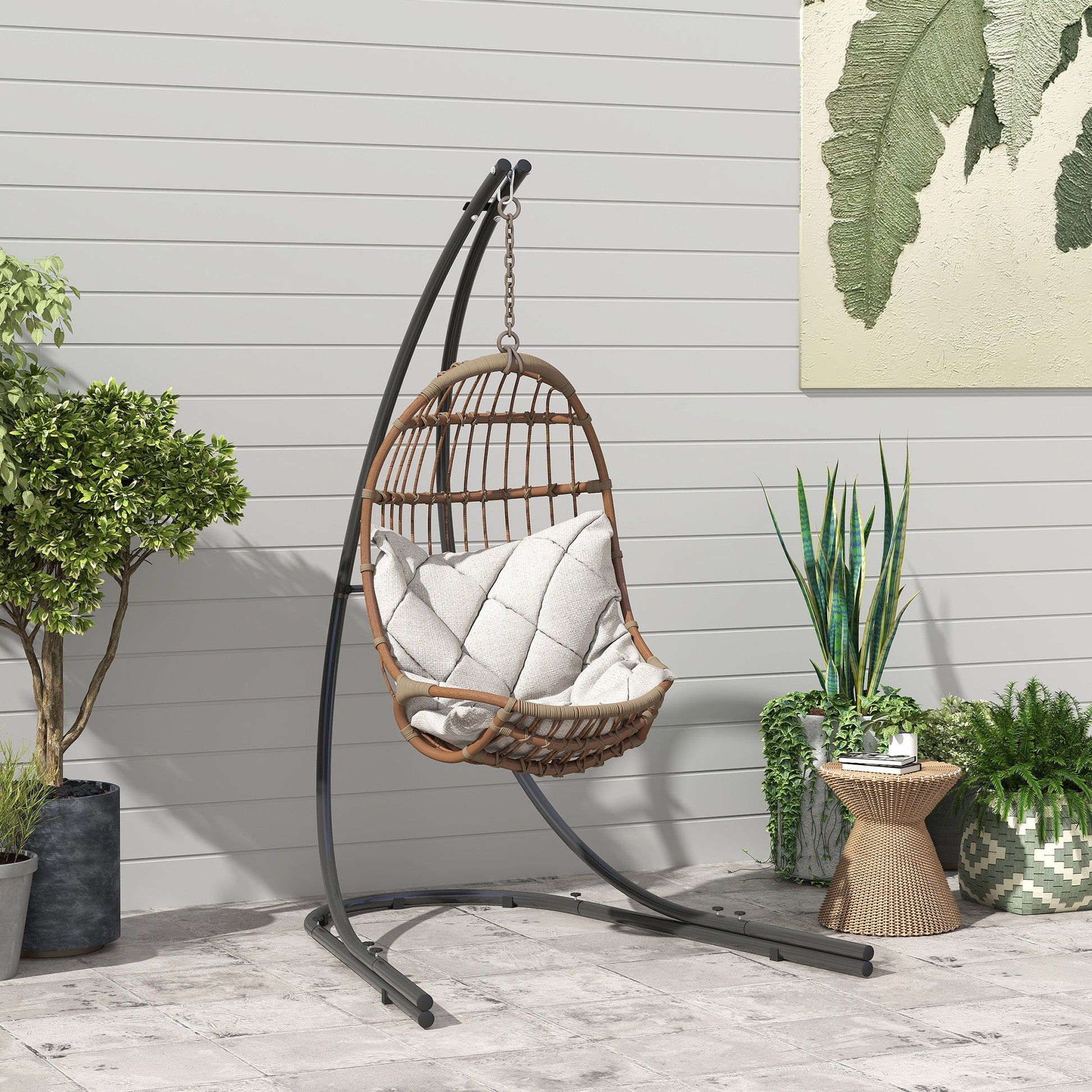 Hammock Chair Stand, Heavy Duty Steel Hammock Stand Only with Extra Large Base, Single Hanging Egg Chair Swing Frame for Indoor Outdoor, 330 LBS Capacity, Black