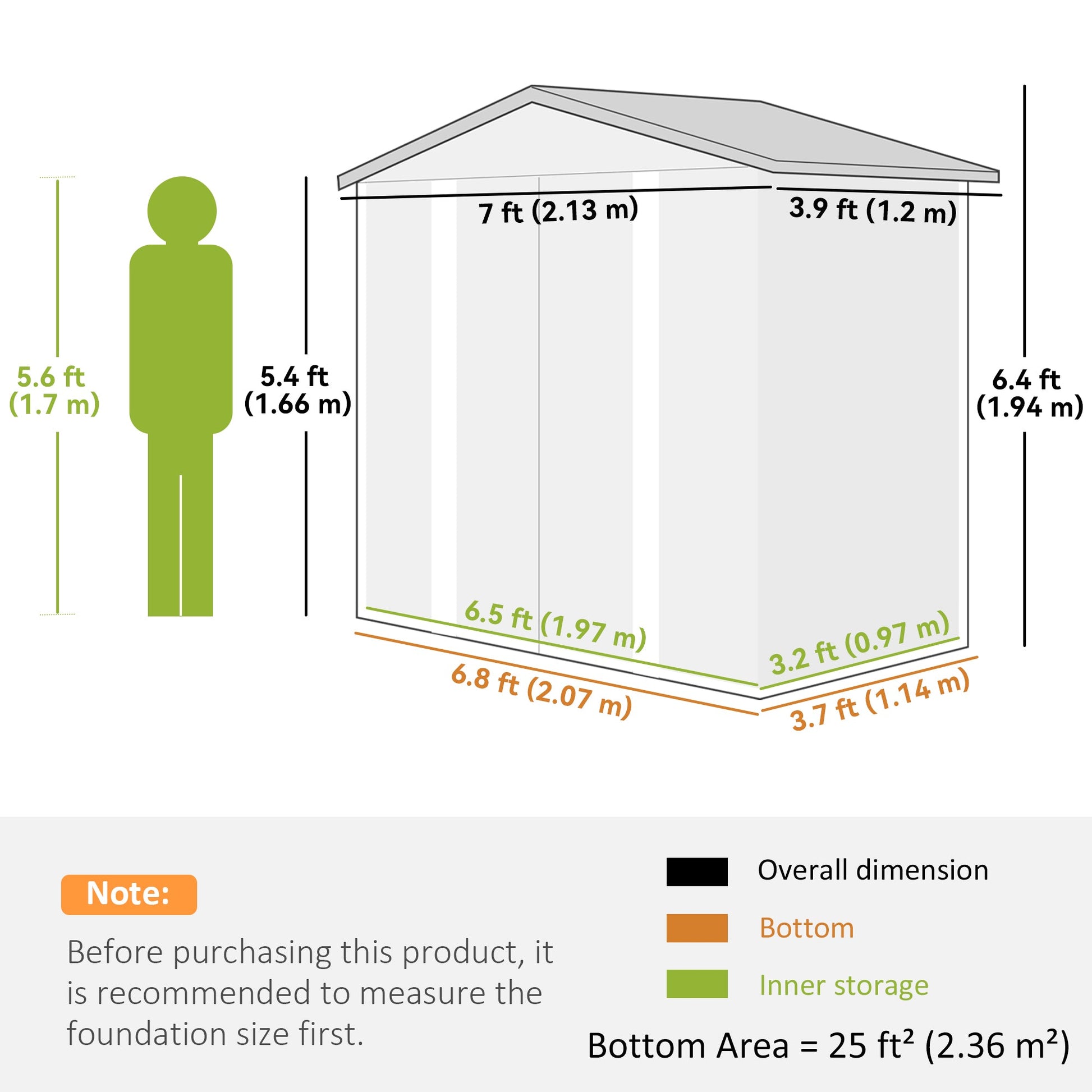 7' x 4' Outdoor Storage Shed, Easy to Assemble, Upgraded Galvanised Steel Frame with Foundation Kit, Double Doors with Lock, Metal Garden Shed with Vents Gloves, Dark Grey