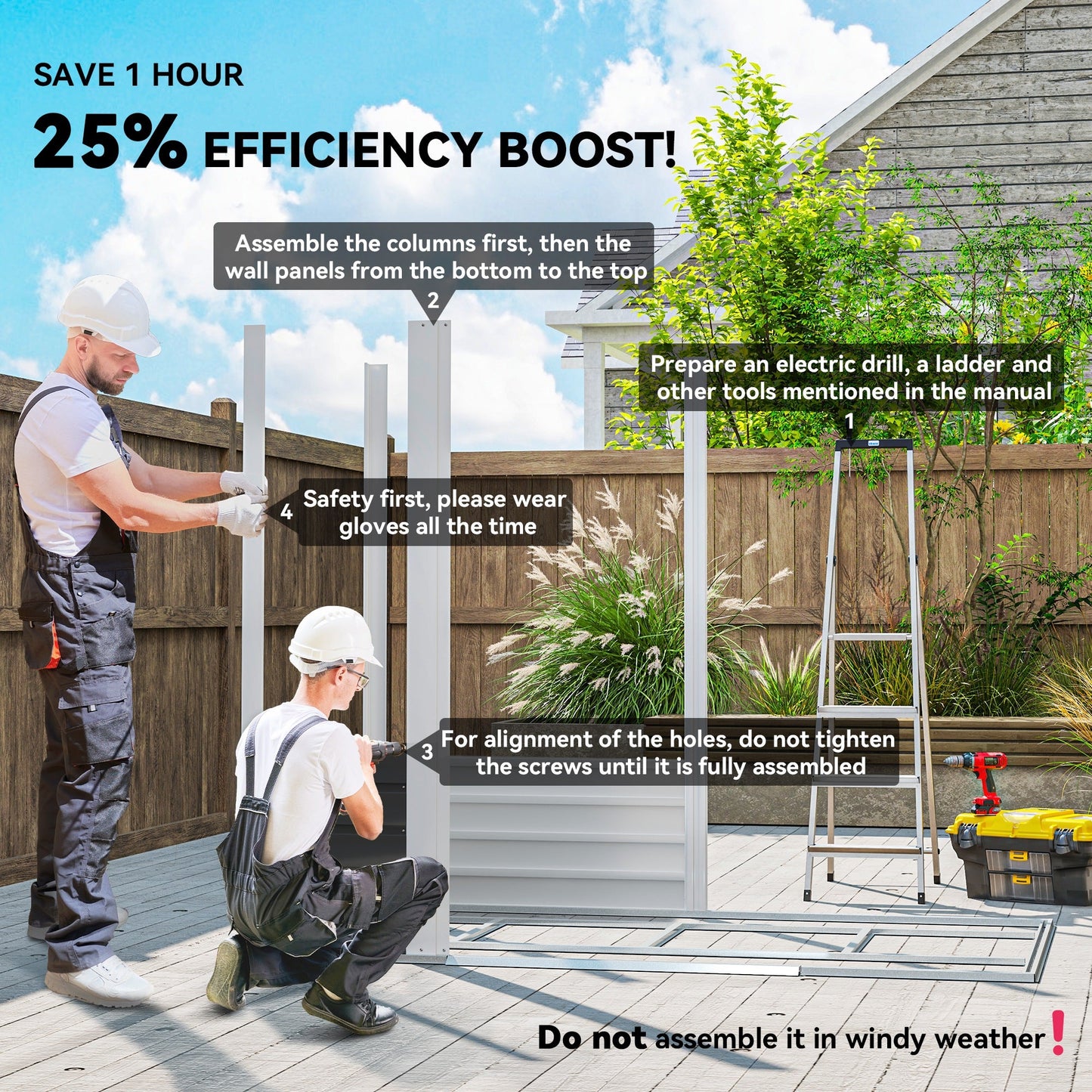 7' x 4' Outdoor Storage Shed, Easy to Assemble, Upgraded Galvanised Steel Frame with Foundation Kit, Double Doors with Lock, Metal Garden Shed with Vents Gloves, Dark Grey